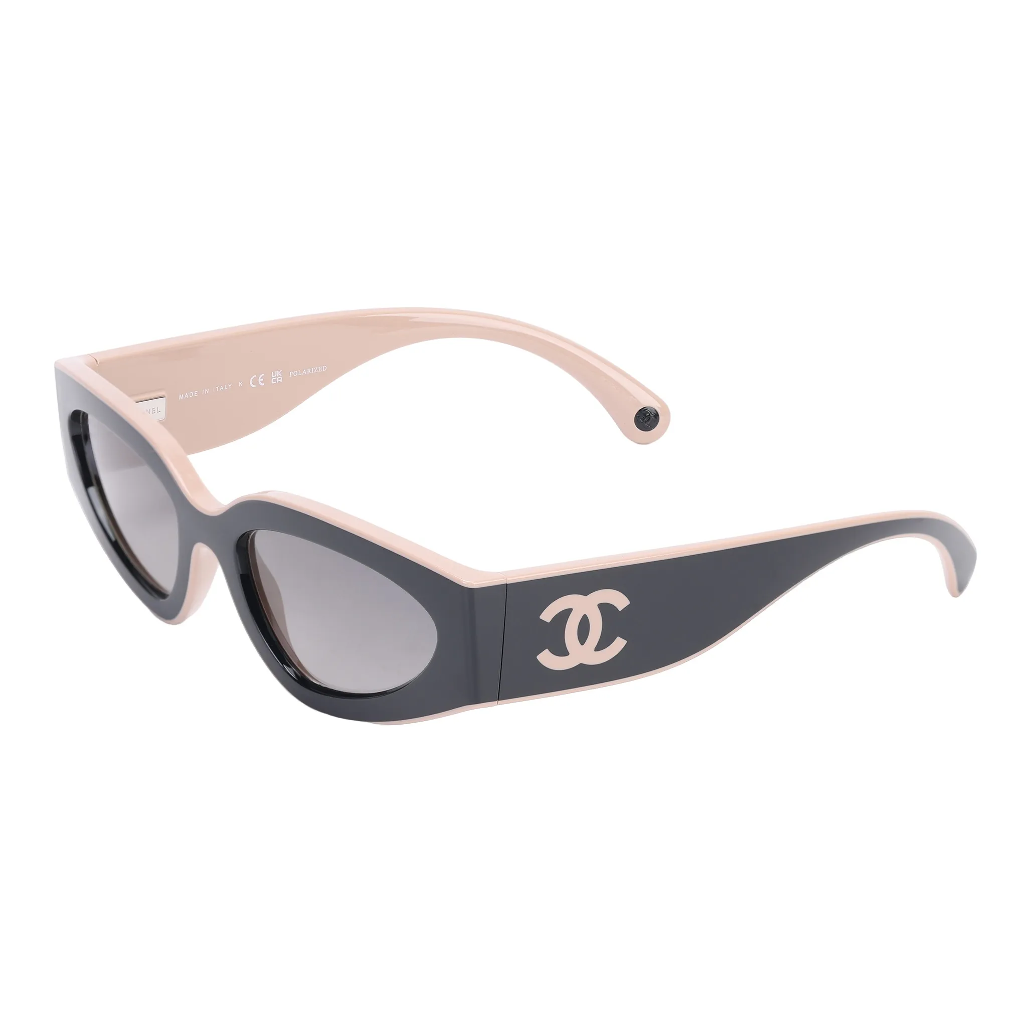 CHANEL Nylon Cat Eye Sunglasses Unisex Black