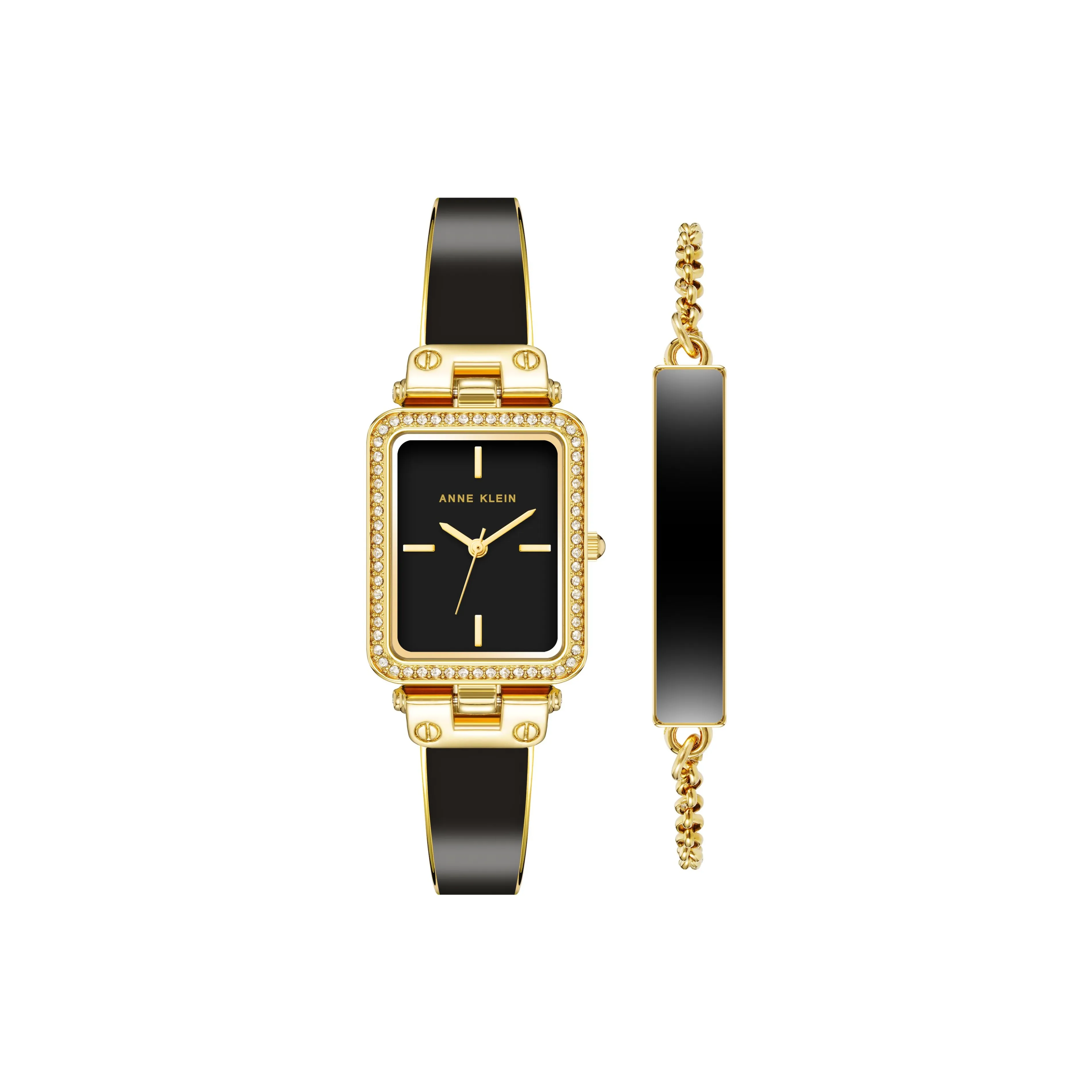 ANNE KLEIN Наручные часы Кварцевый механизм Сплав Ремешок 22*33,5 мм Черный циферблат Женские часы