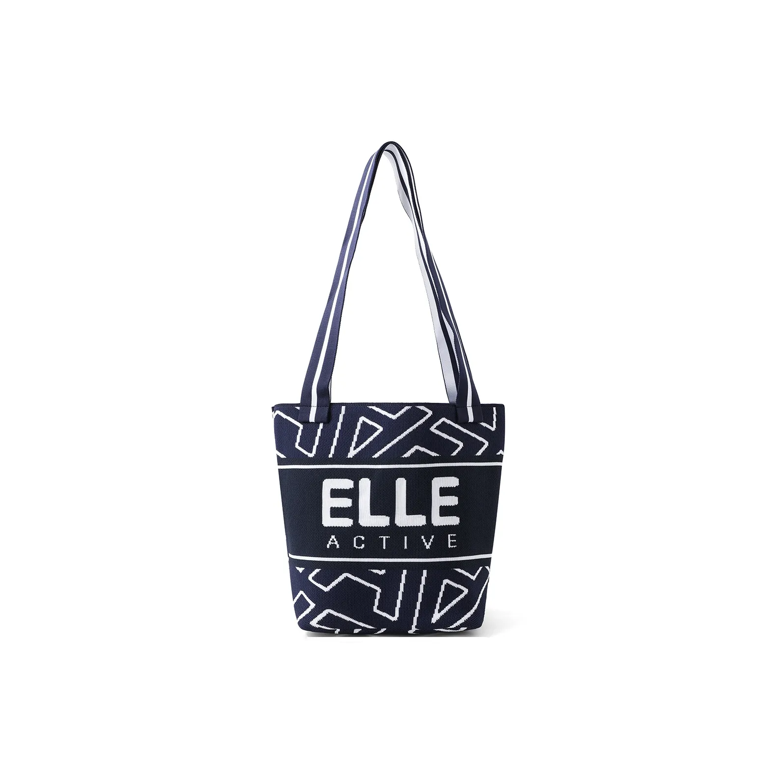 Elle Active Fabric Tote Bag, Shopping Bag, Shoulder Bag Medium Size Women's Navy Blue/Apricot