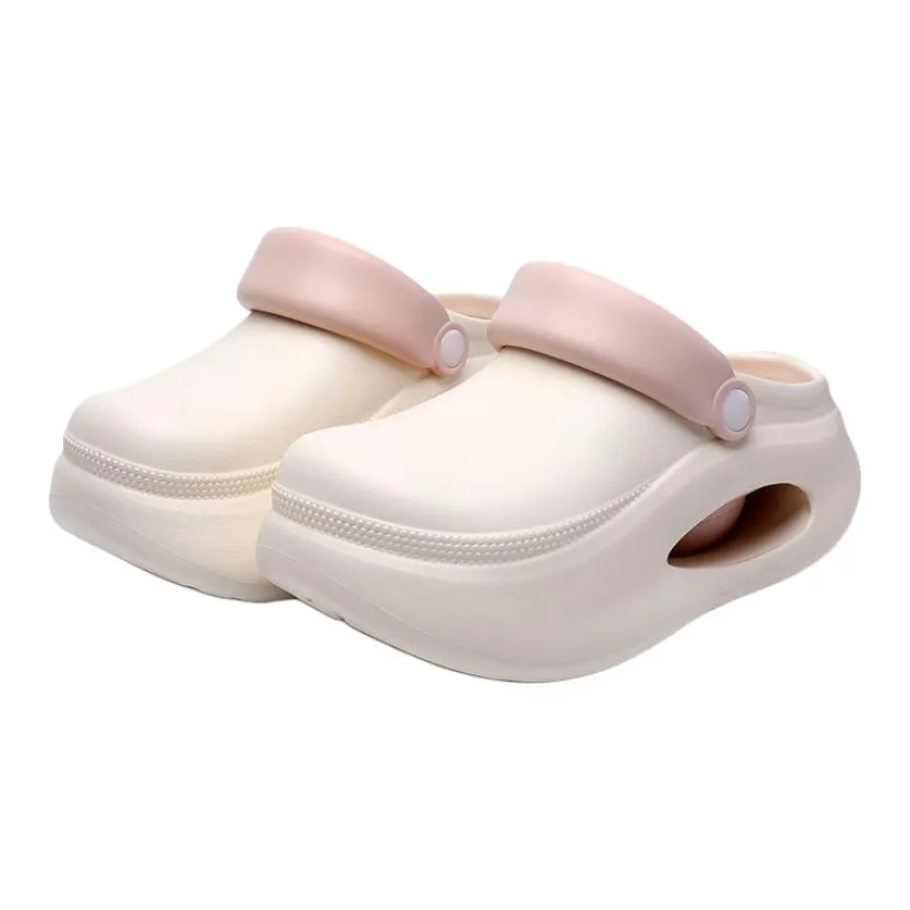 Yu Pu Platform Clogs Summer Slip Resistant Squashy And Bouncy Feeling Slippers Breathable Soft Sole Closed Toe Slippers
