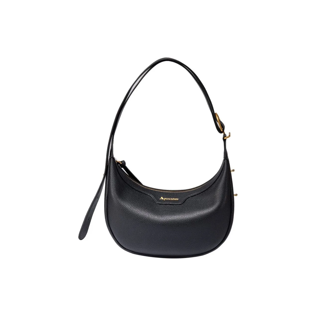 AQUASCUTUM Личиевая текстура Коровья кожа Полумесяц Сумка через плечо Средняя Женская Черная Светло-серая