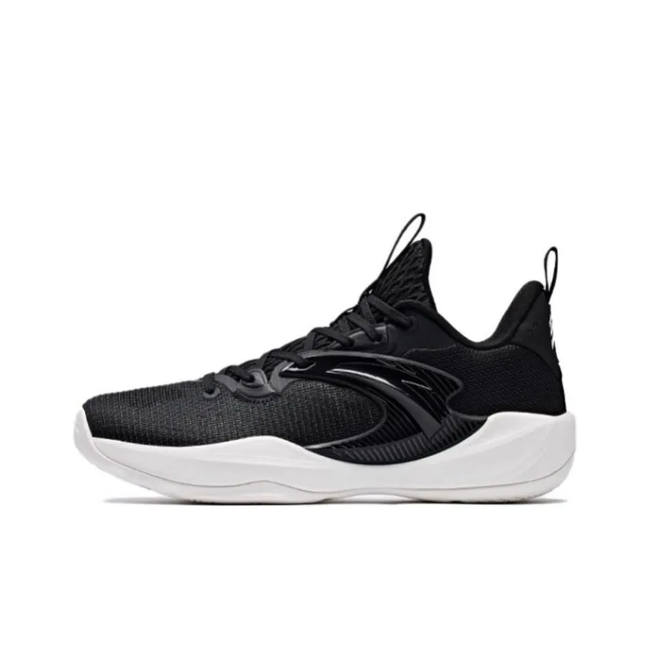 Anta Light Cavalry 9 Cushioned Slip-Resistant Abrasion-Resistant Low-Top Basketball Shoes Men's Black White