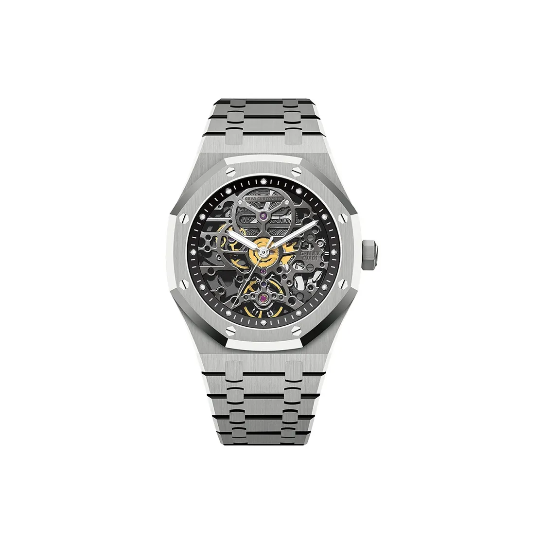 GEYA G MAX Collection Automatic Mechanical Movement Stainless Steel Watchband Watch Men's Watches Skeleton Dial