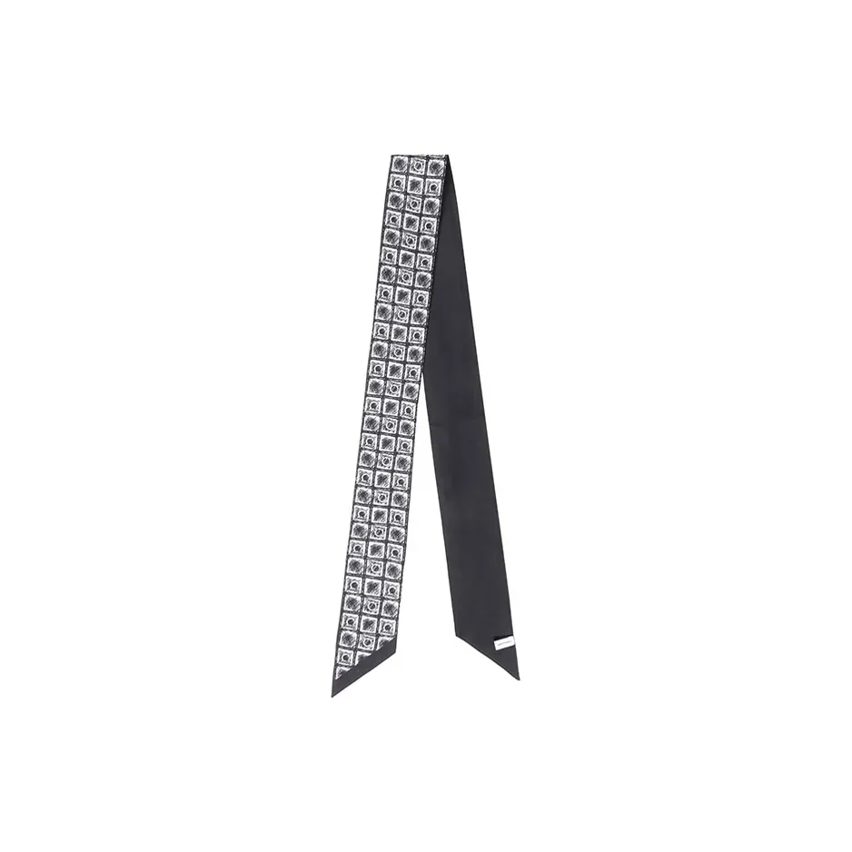 FERRAGAMO Silk Scarves Women's Black White