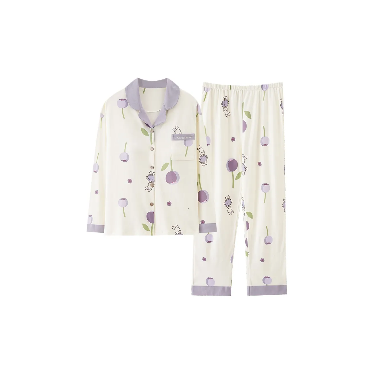 Pretty Lady Пижамный комплект Женские Бежевый Белый Фиолетовый Кролик