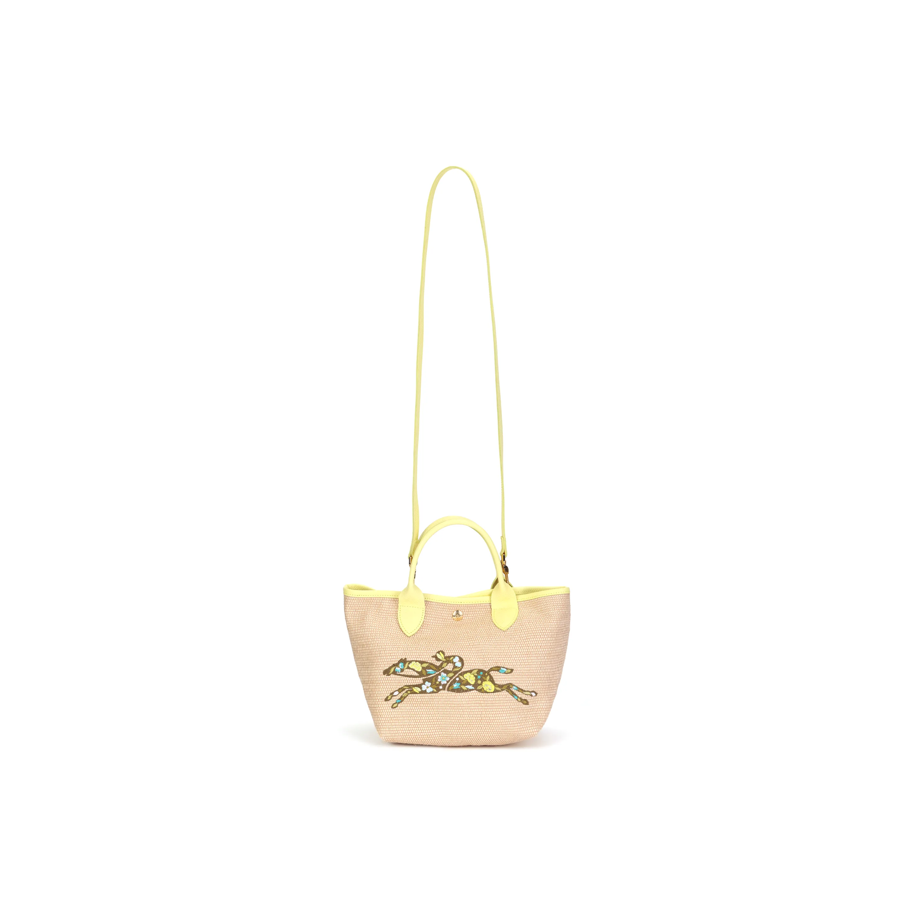 LONGCHAMP Canvas Tote Bag, Shopping Bag, Canvas Bag, Handbag Trumpets Women's Yellow
