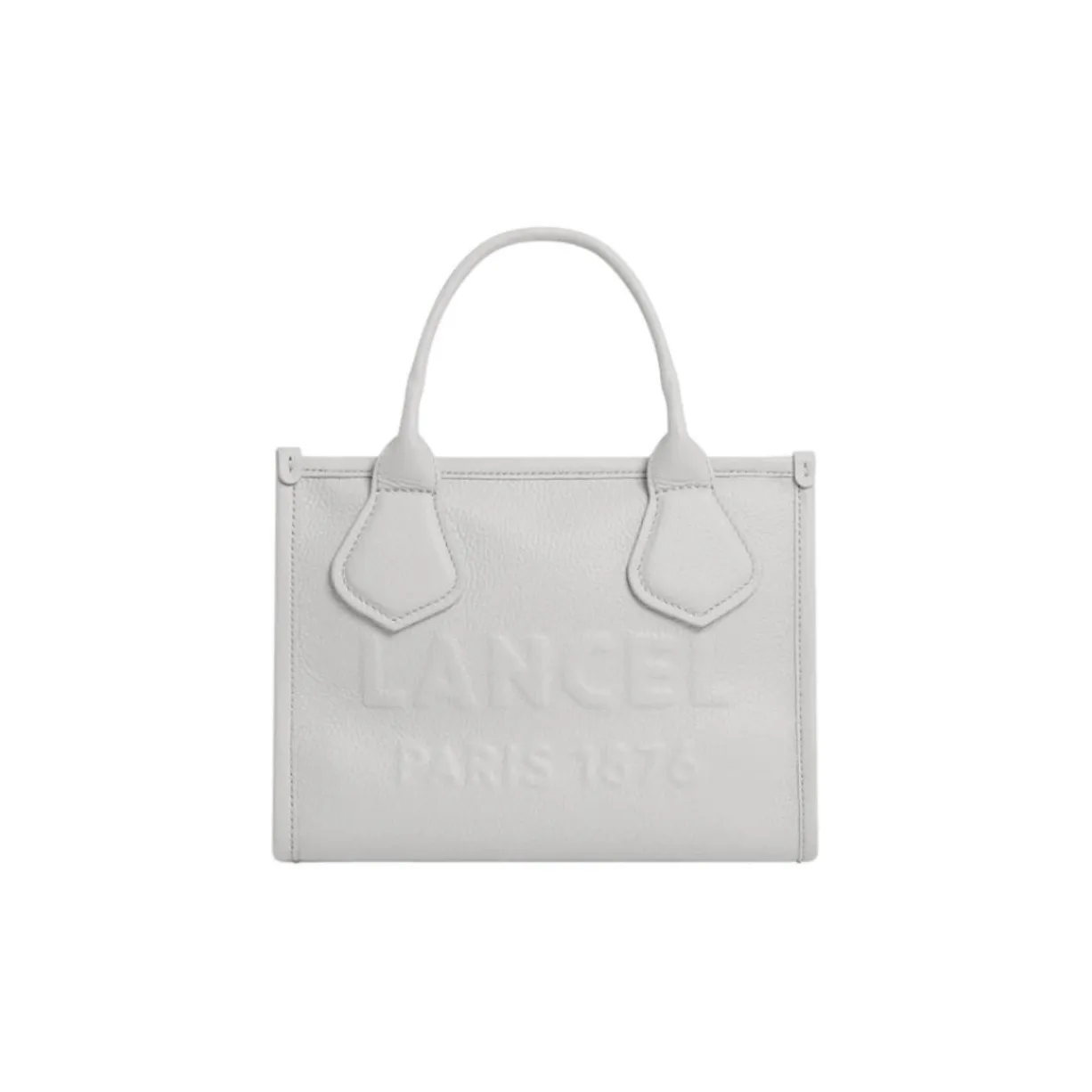 LANCEL Cow Leather Tote Bag, Shopping Bag, Shoulder Bag, Handbag Small Size Women's Ice Gray