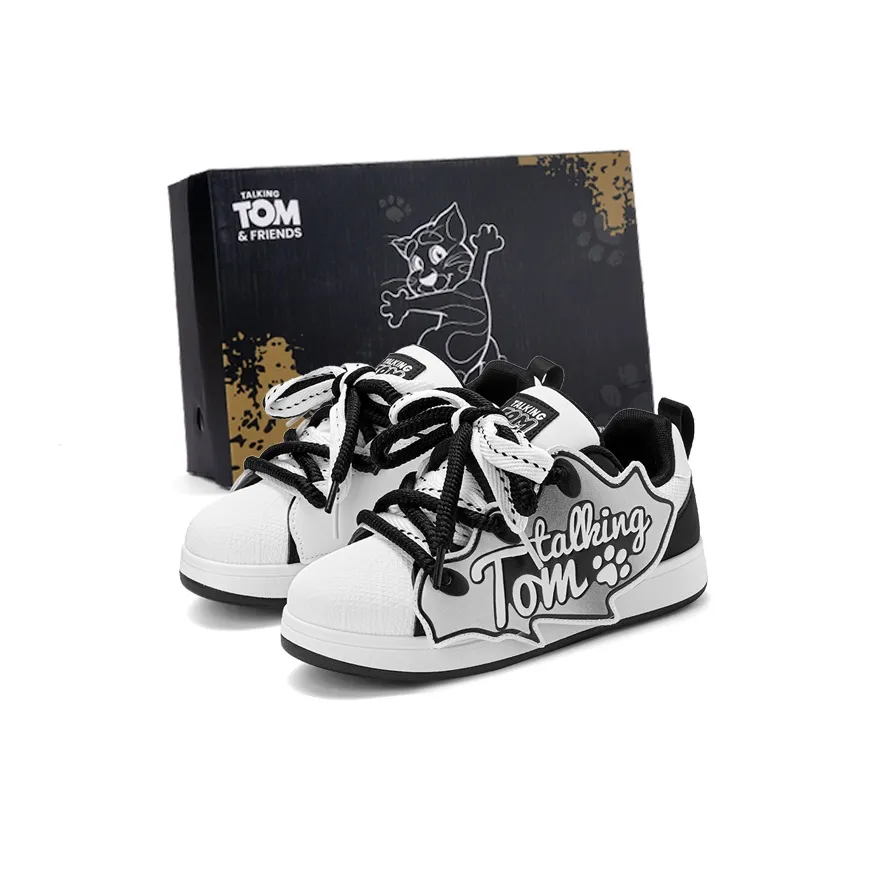 TALKING TOM Low Top Skateboard Shoes Unisex Black White