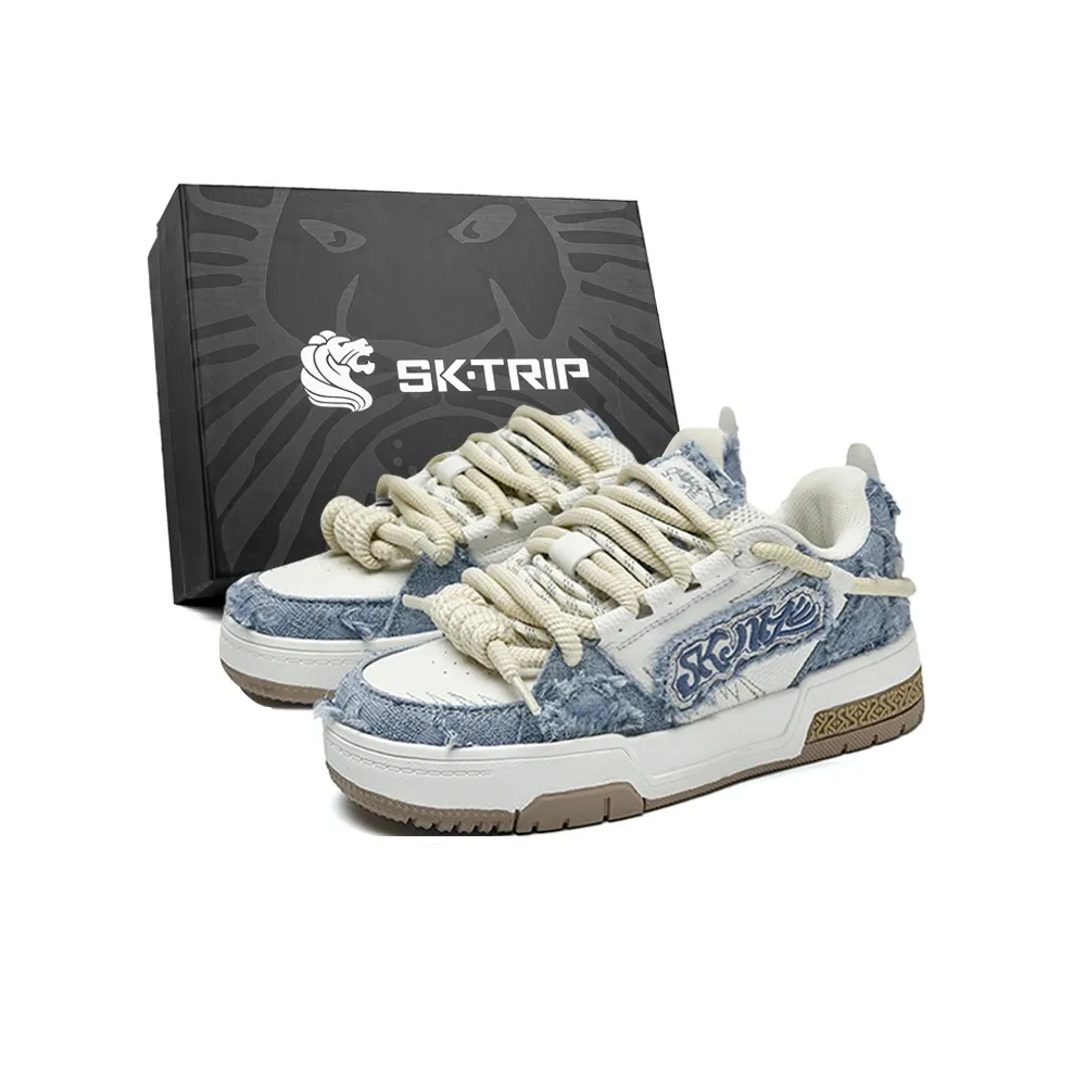 SK.TRIP Устойчивые к истиранию Высота Увеличивающие Покрытие Легкие Низкие Кроссовки для скейтбординга Унисекс Джинсовый Синий