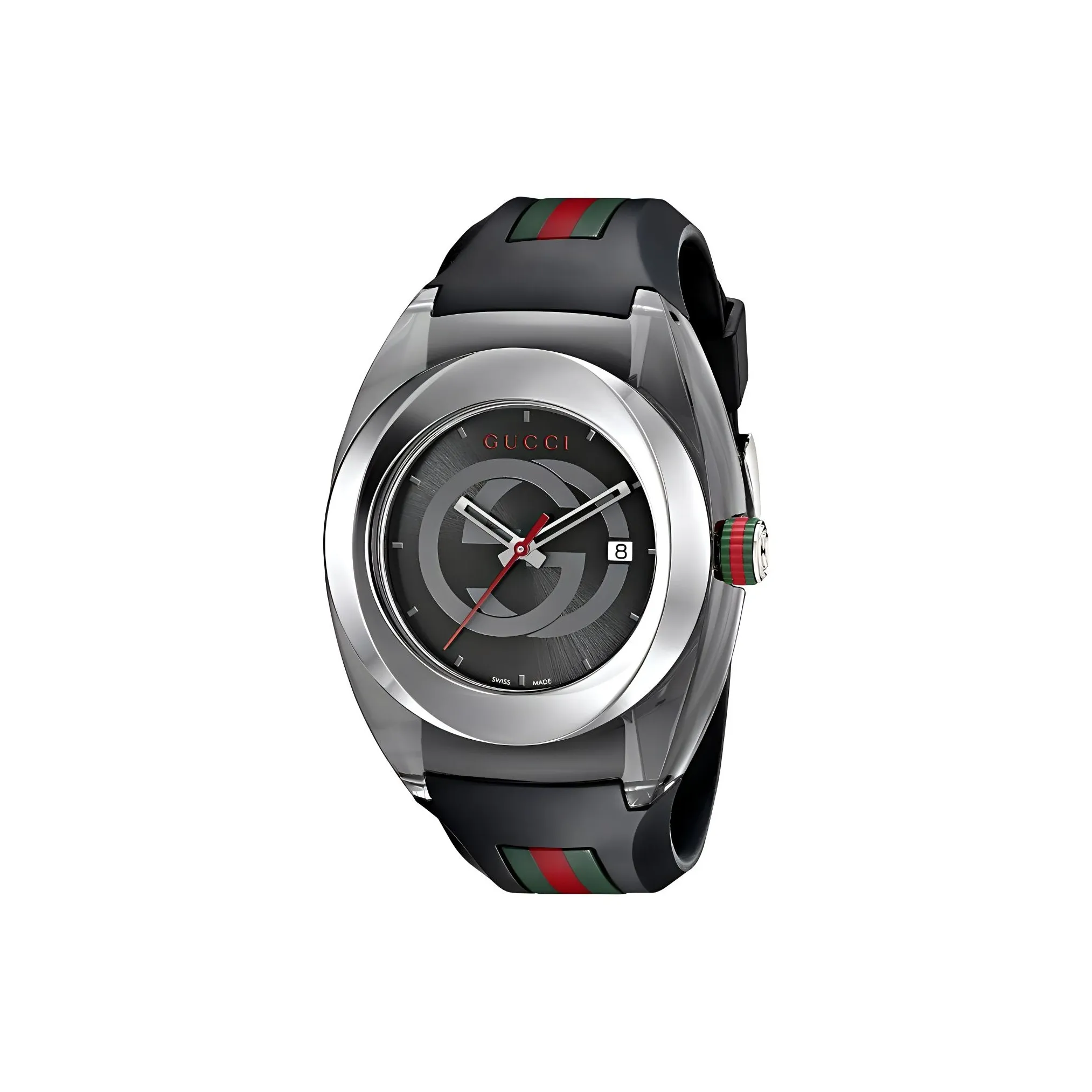 GUCCI Мужские часы Кварцевый механизм Ремешок из нержавеющей стали 46 мм Черный циферблат