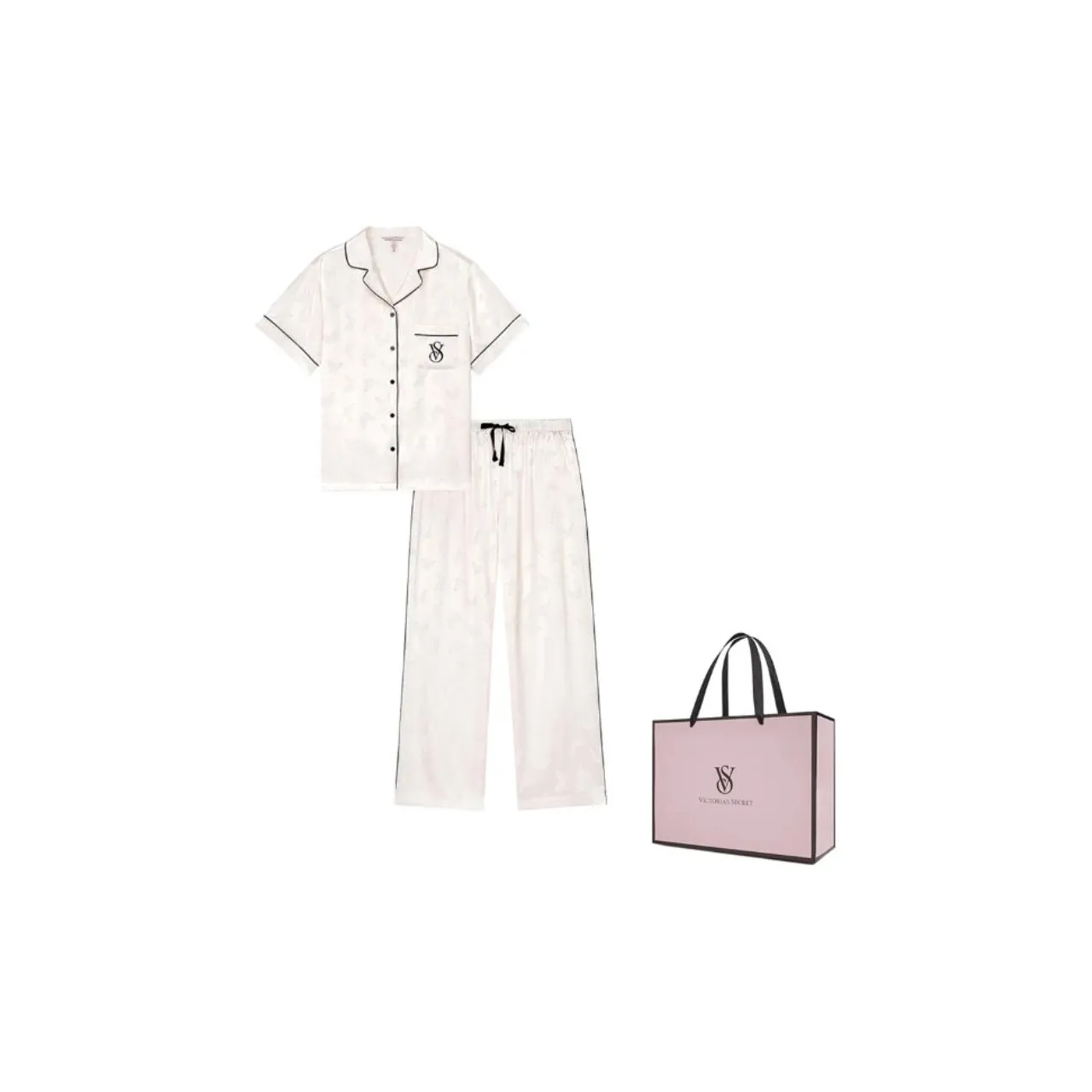 Victoria's Secret Pajama Set Women's White Butterfly
