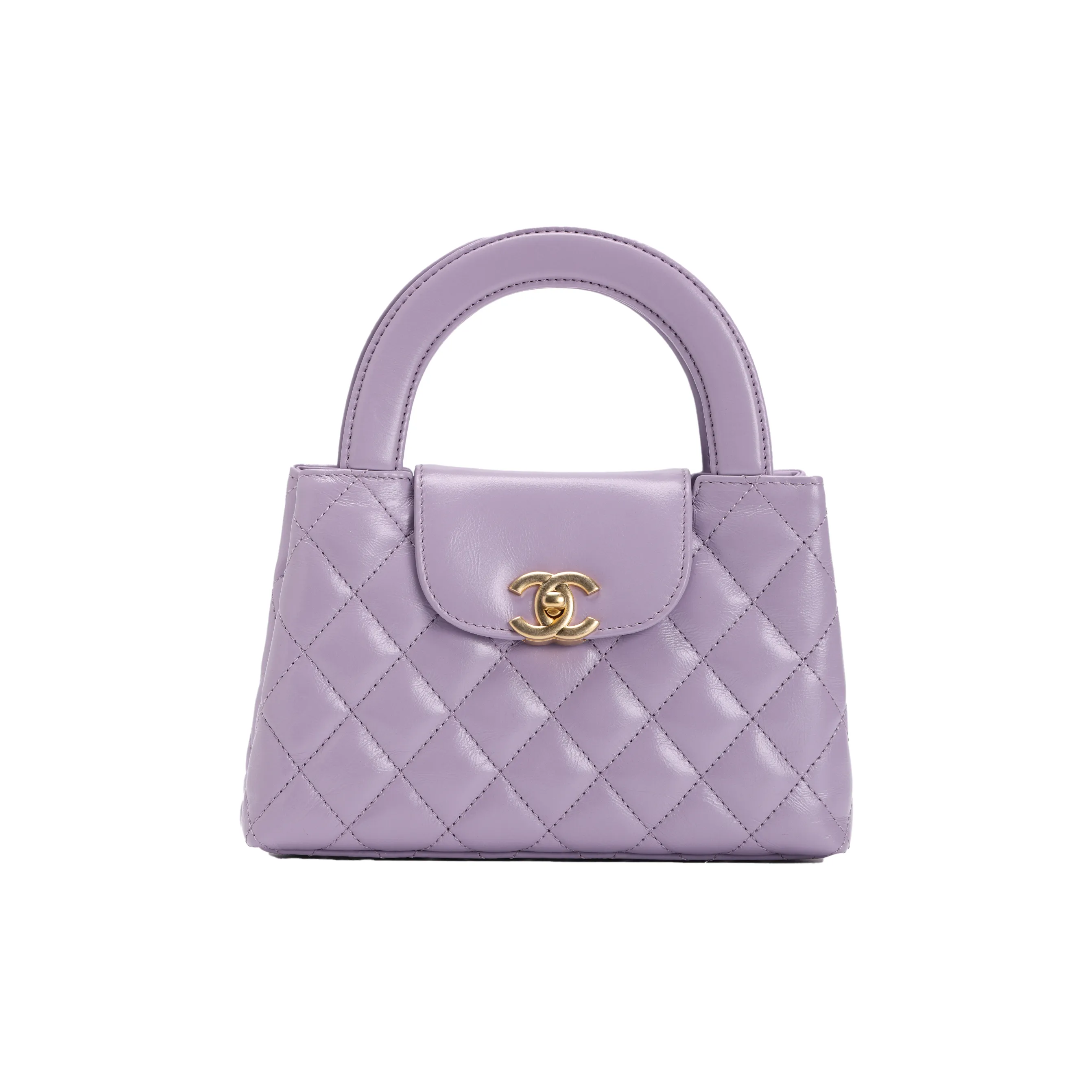 CHANEL Shiny Calfskin Shoulder Bag, Crossbody Bag, Handbag Mini Women's Light Purple