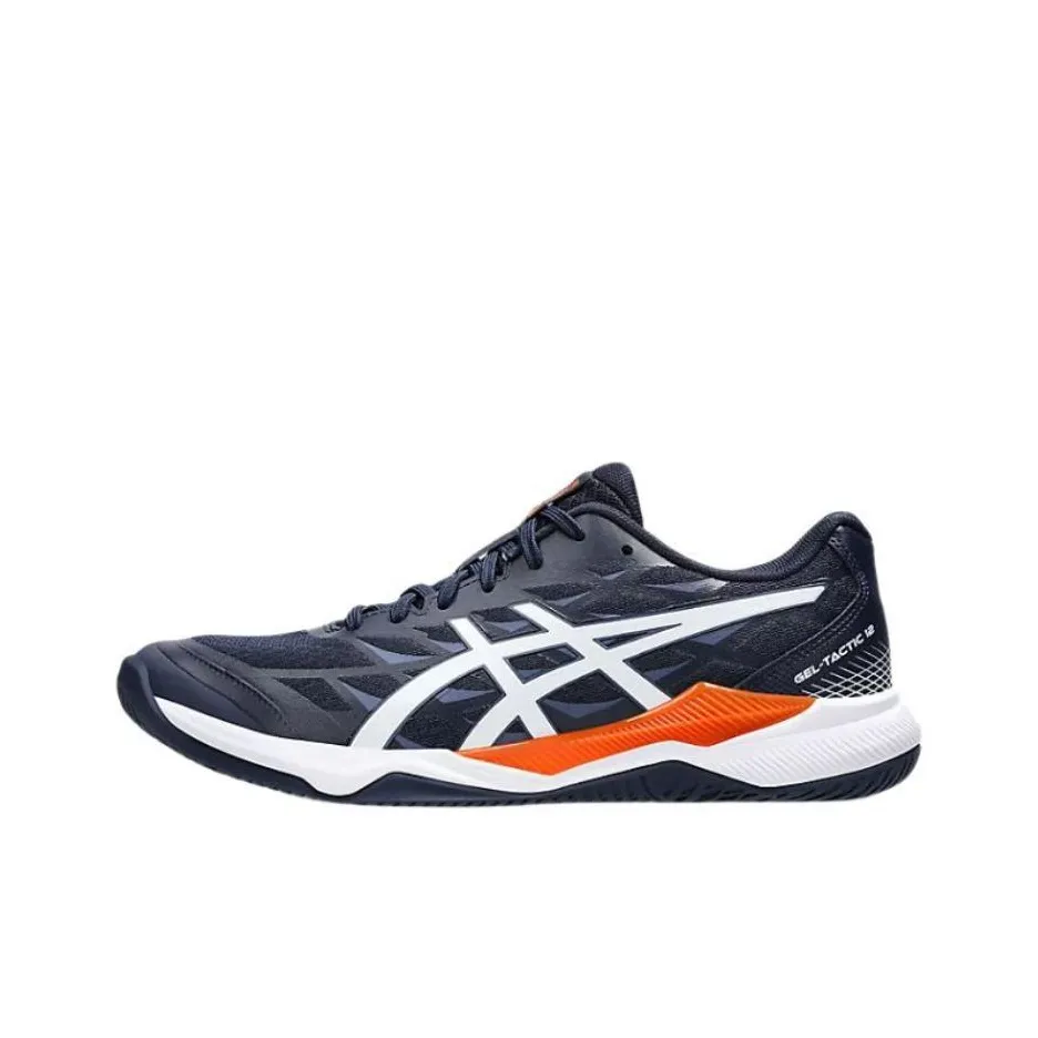 Asics Gel Tactic 12 Abrasion Resistant Low Top Training Shoes Men's Black White Orange