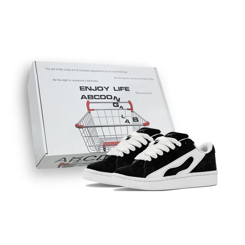 ABCDONGA Slip-resistant Abrasion-resistant Breathable Low-Top Platform Skateboard Shoes Unisex Black White