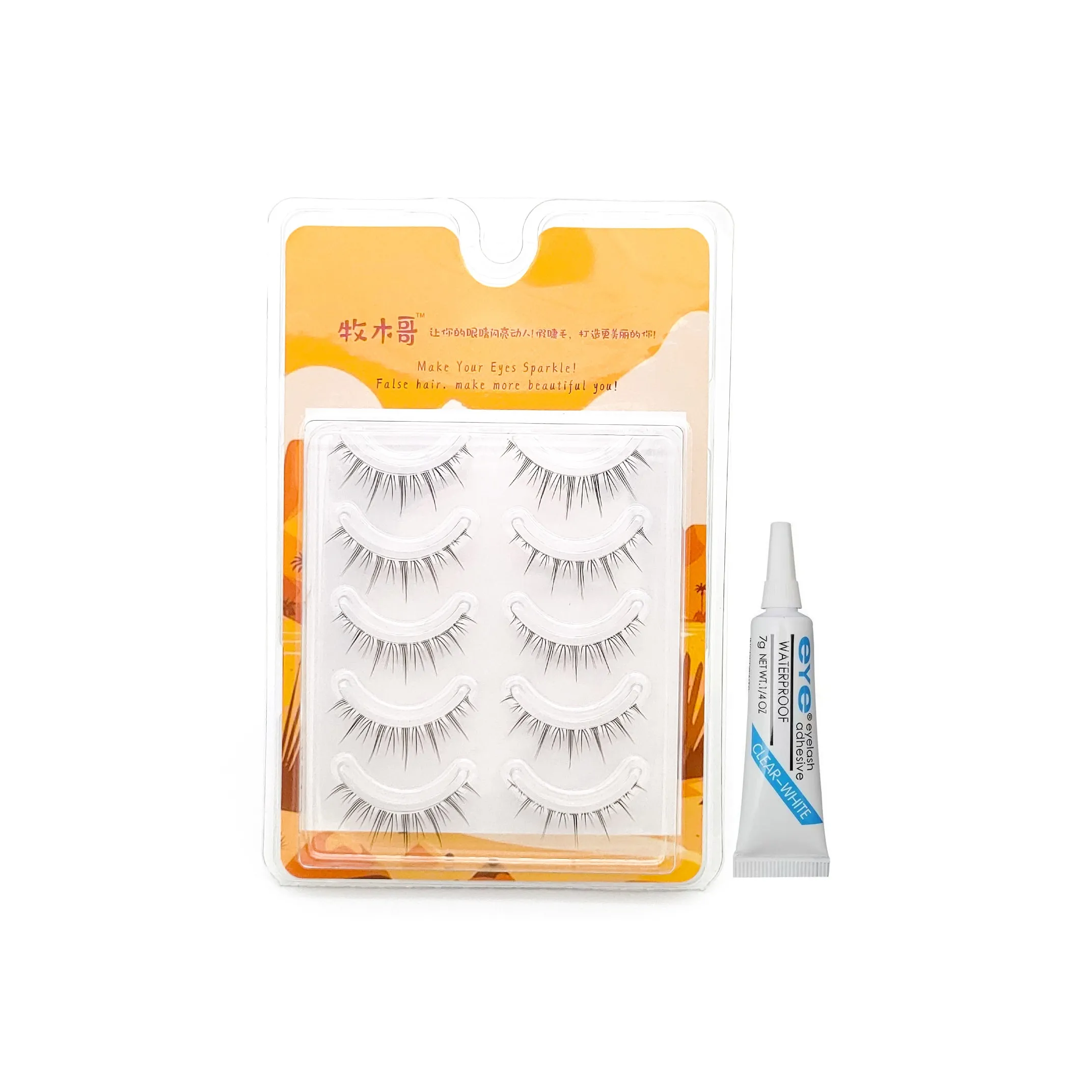 MUMUGE Ван-Пис Full Length Demon SHARP Ласточкин хвост Искусственные ресницы Thickening Type Клей 5 пар Пачка