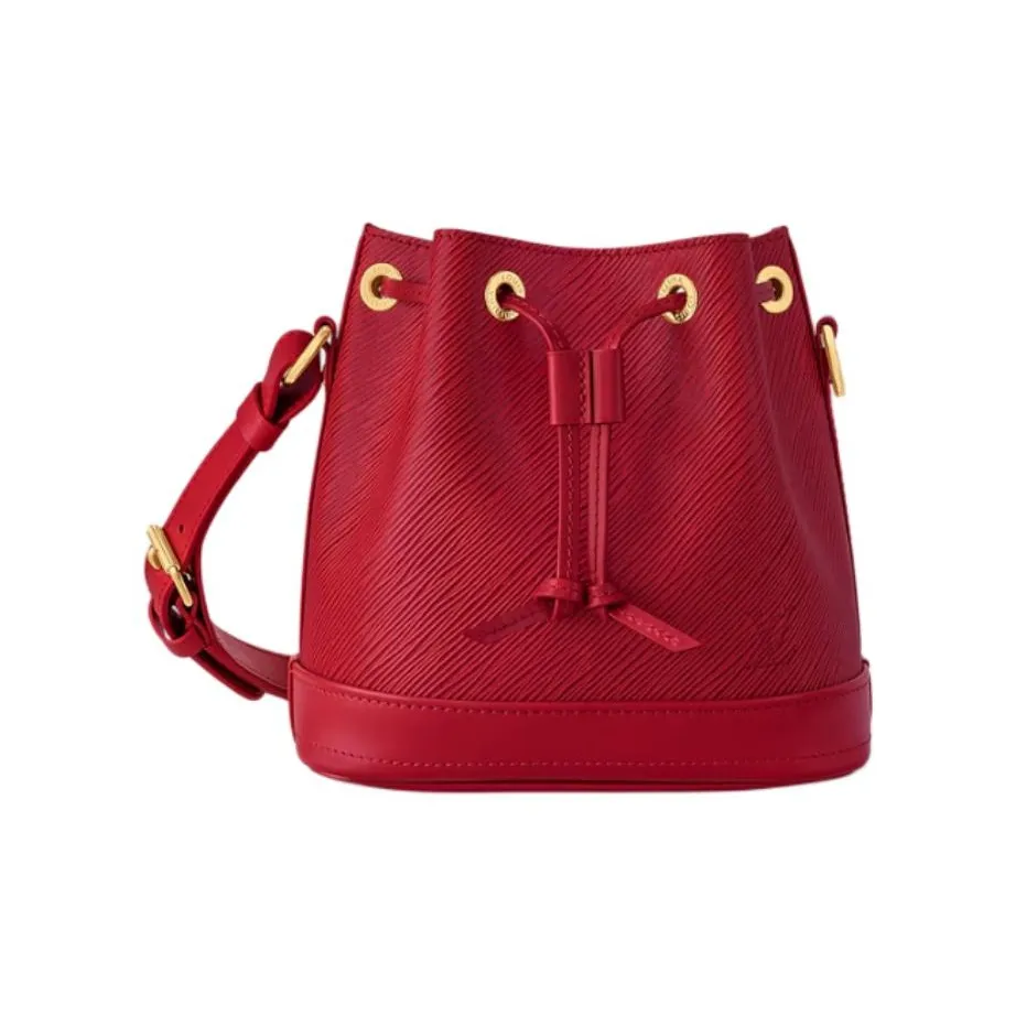 LOUIS VUITTON Canvas With Leather Bucket Bag, Handbag, Shoulder Bag, Crossbody Bag Trumpets Women's Red