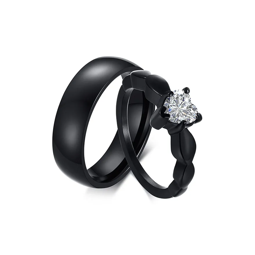 LIANDUO Кольца из титанового стального сплава унисекс черный