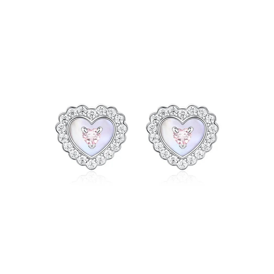 FANCI S925 Sterling Silver Mother Of Pearl Stud Earrings Women's