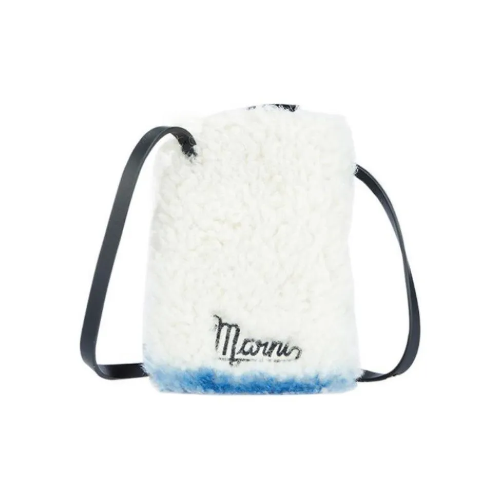 Marni Cotton Сумка через плечо Чехол для телефона Сумка через плечо Стандартная Унисекс Натуральный Белый Синий