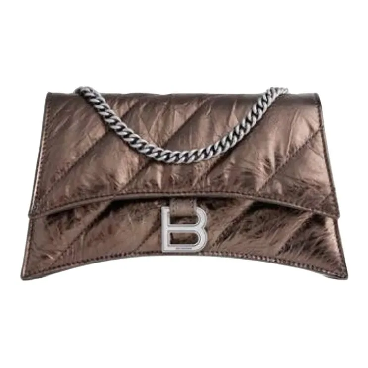 Balenciaga Calfskin Hourglass Bag, Shoulder Bag Mini Women's Bronze