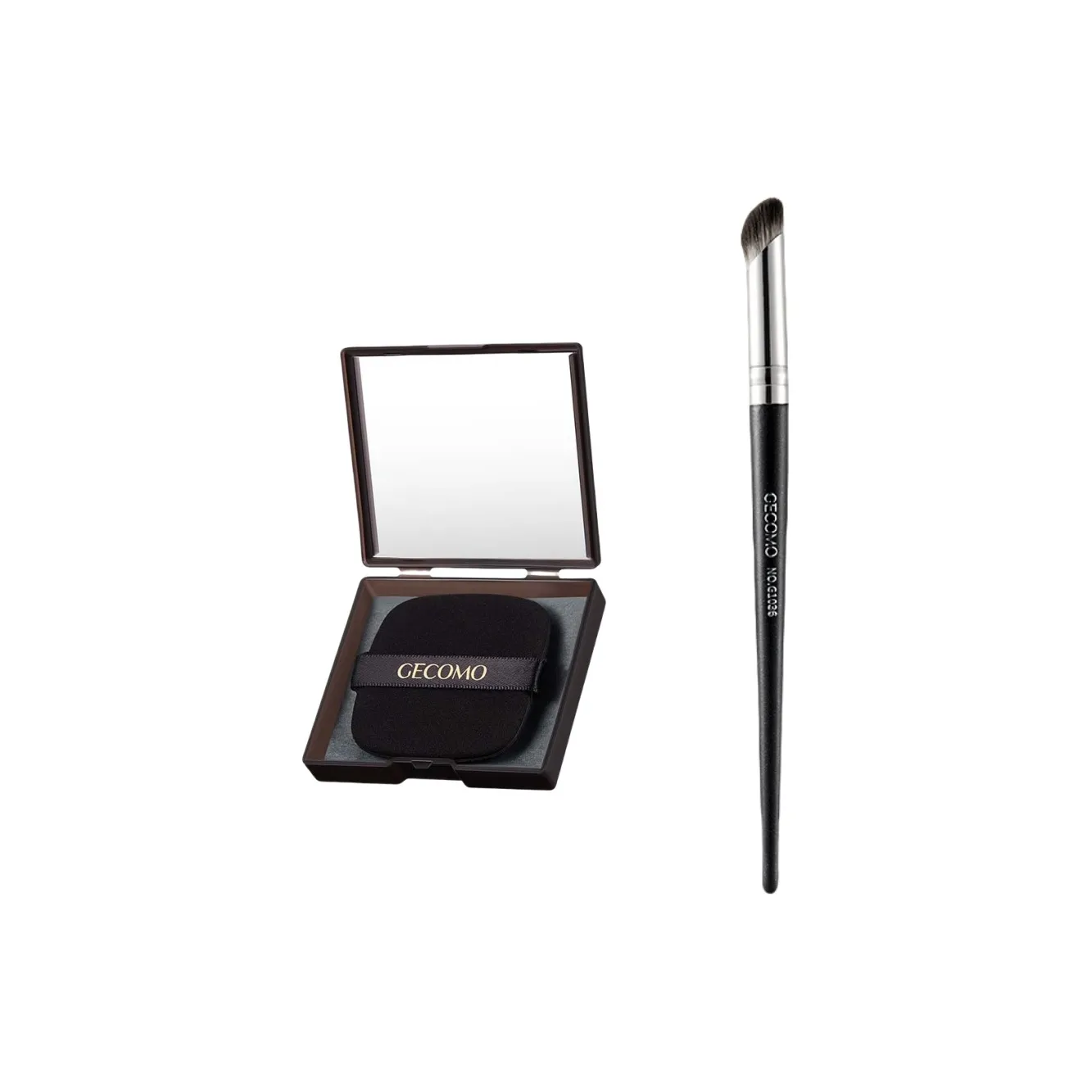 GECOMO Finger Base Concealer Brush+Oil Absorbing Paper Combo, Built in Mirror Powder Puff, Makeup Tool