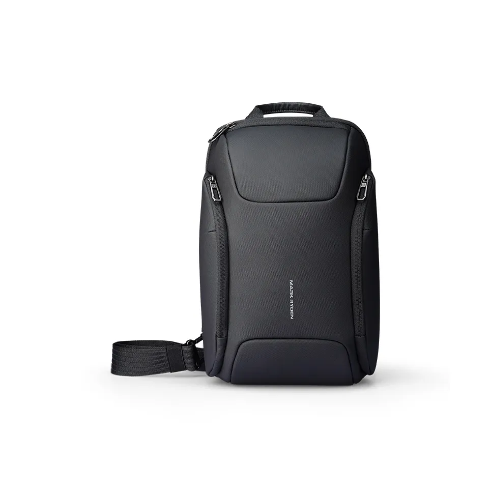 MARK RYDEN Oxford Sling Bag Standard Men's Elegant Black Graphite Gray MARK RYDEN Оксфорд Слинг Сумка Стандарт Мужская Элегантная Черный Графитовый Серый