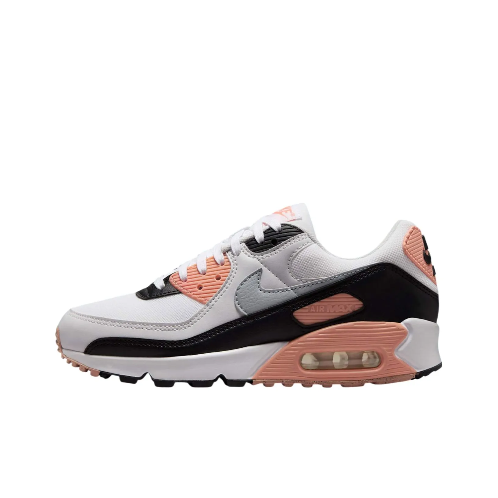 Nike Air Max 90 Low Top Running Shoes Women's White Black Orange