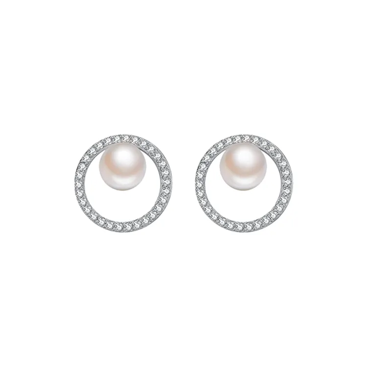 Cuihua Gold Shop Pearl Stud Earrings Women's