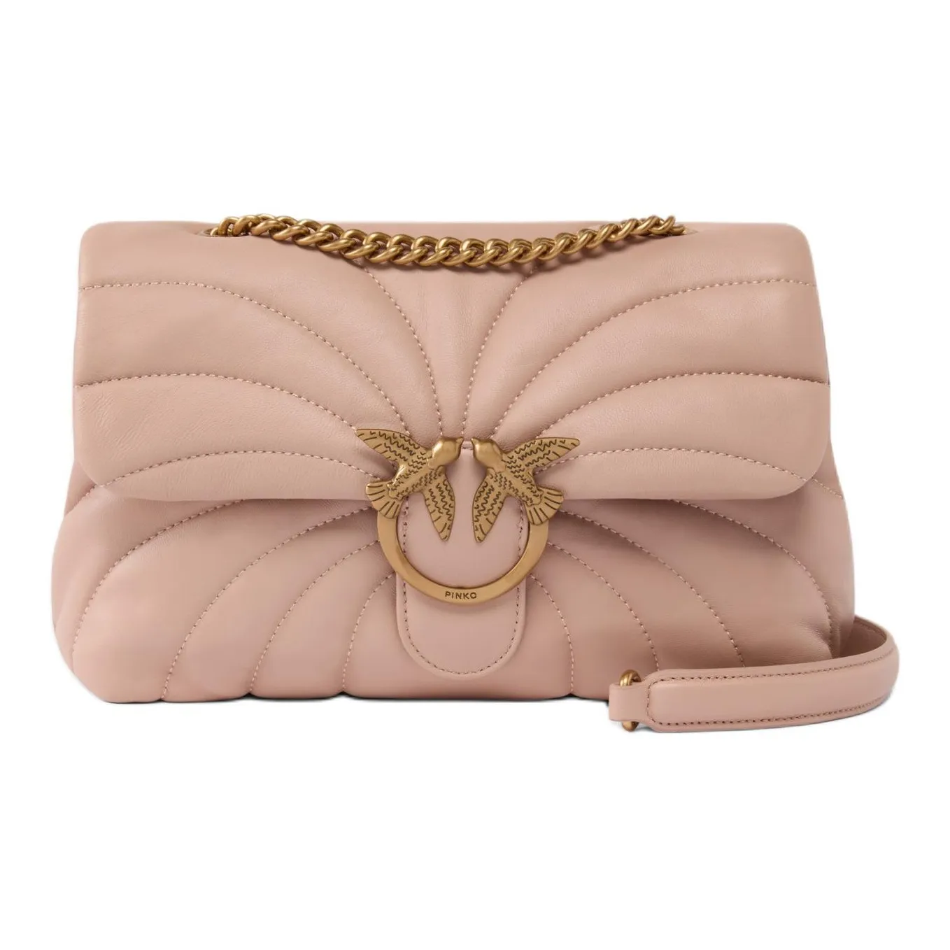 PINKO Love Bag Puff Sheepskin Shoulder Bag Large Size Women's Pink