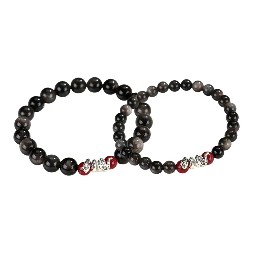 ASTAR HADES Серебряный SHEEN Обсидиан Браслеты Унисекс