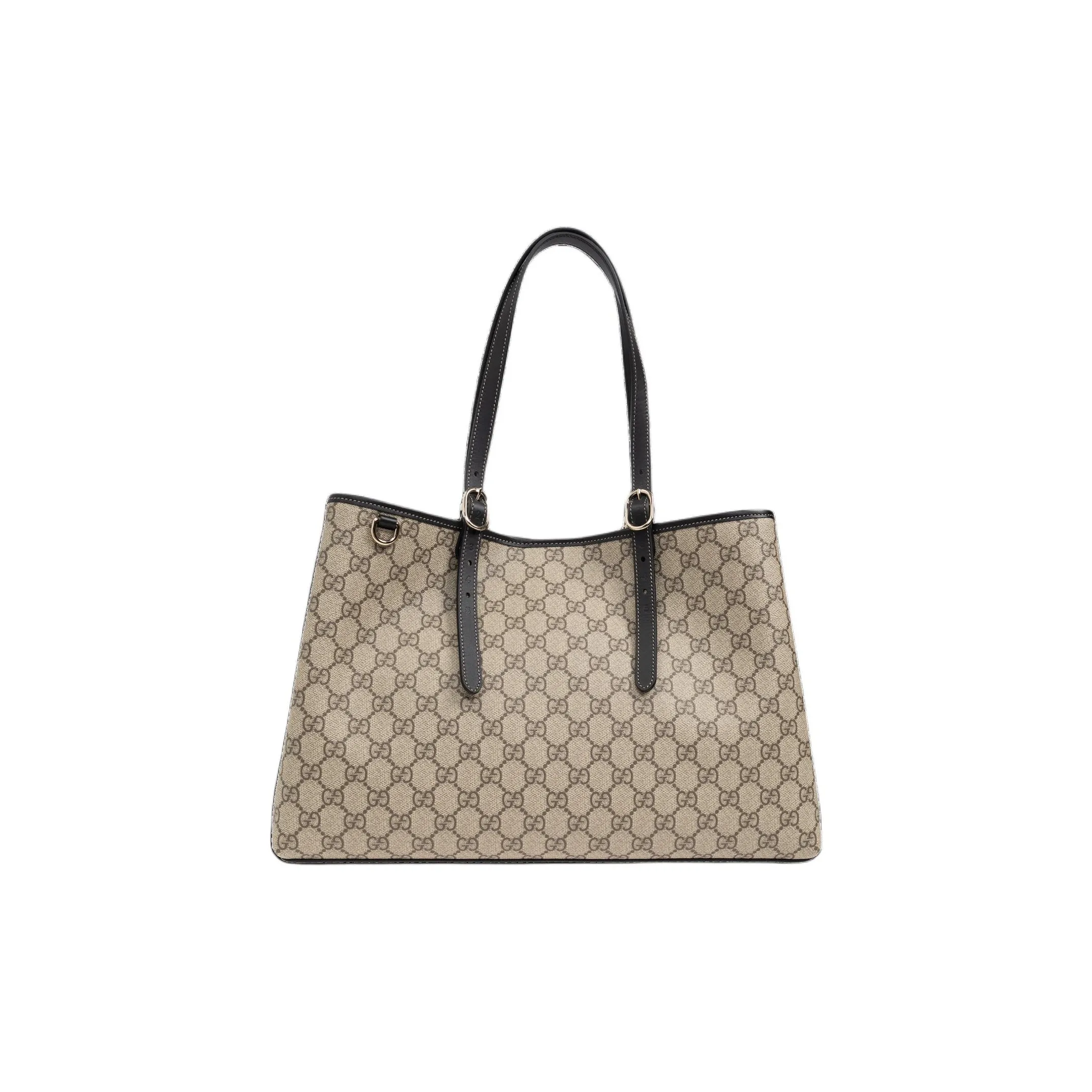 GUCCI Coated Canvas Tote Bag Shopping Bag Shoulder Bag Handbag Medium Size Unisex Beige & Dark Brown
