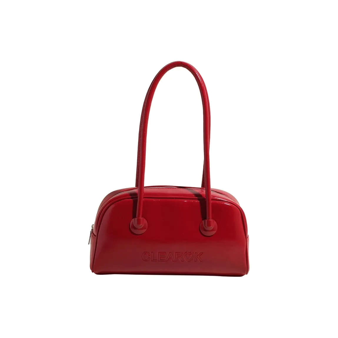Meow In The Grass PU Boston Bowling Ball Shoulder Bag Regular Women's Red