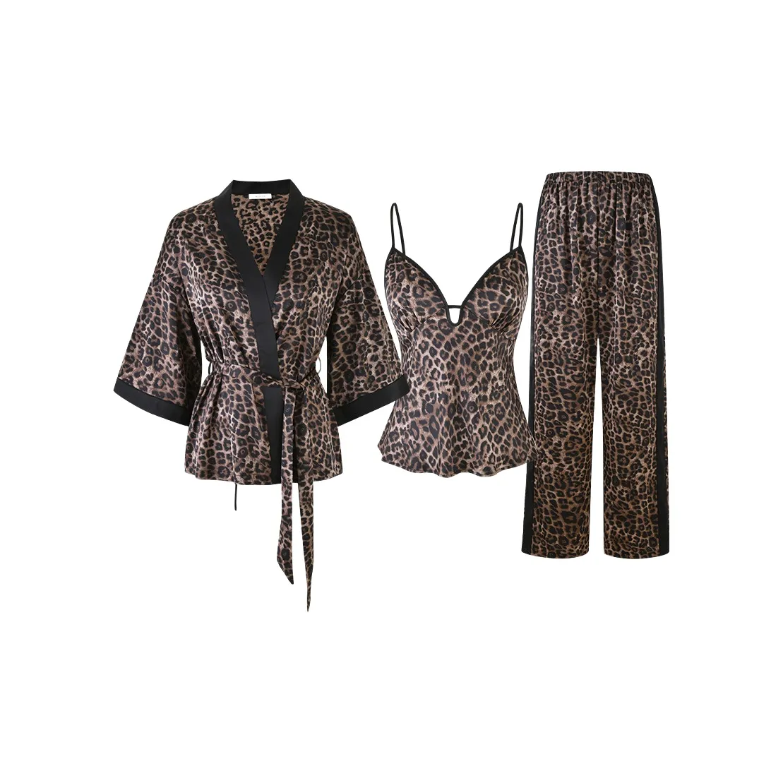 MY BODY Пижамный комплект женский коричневый кофейный леопардовый принт