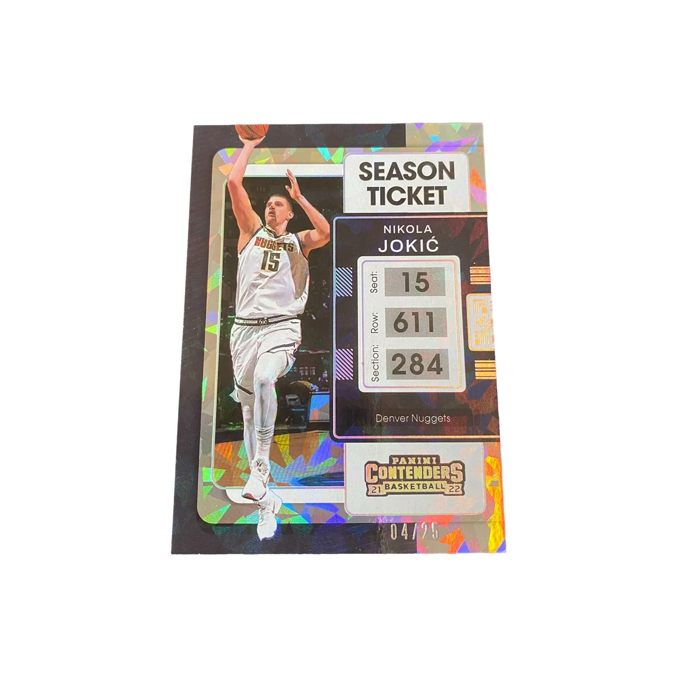 PANINI 2021-22 Nuggets Nikola Jokic Yao Ming Ball Game Ticket Ice-Slice Discount 04/25 Edition Sports Cards 1 Pc