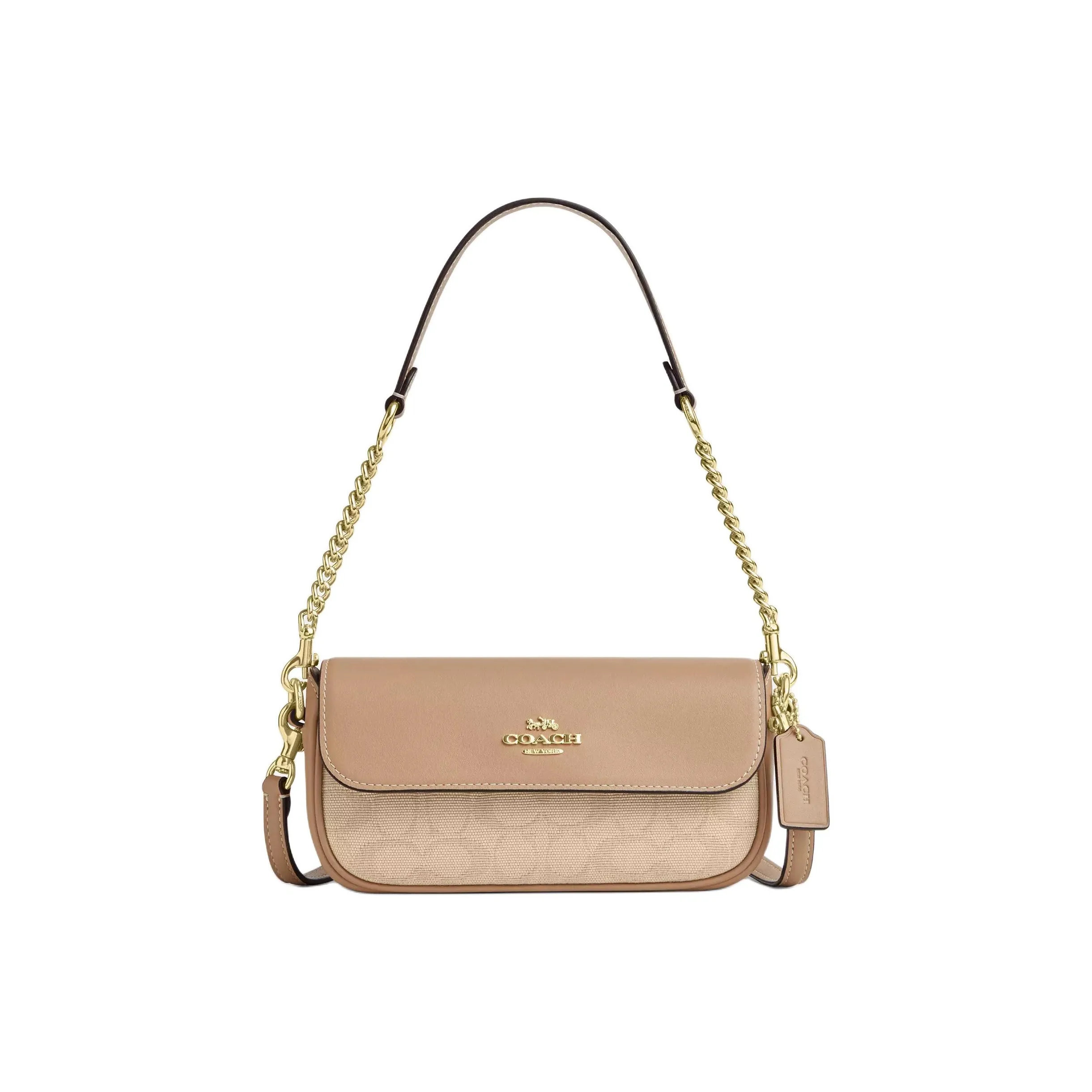 COACH Hailey Покрытый холст с кожаными вставками сумка через плечо маленькая женская натуральный и коричневый
