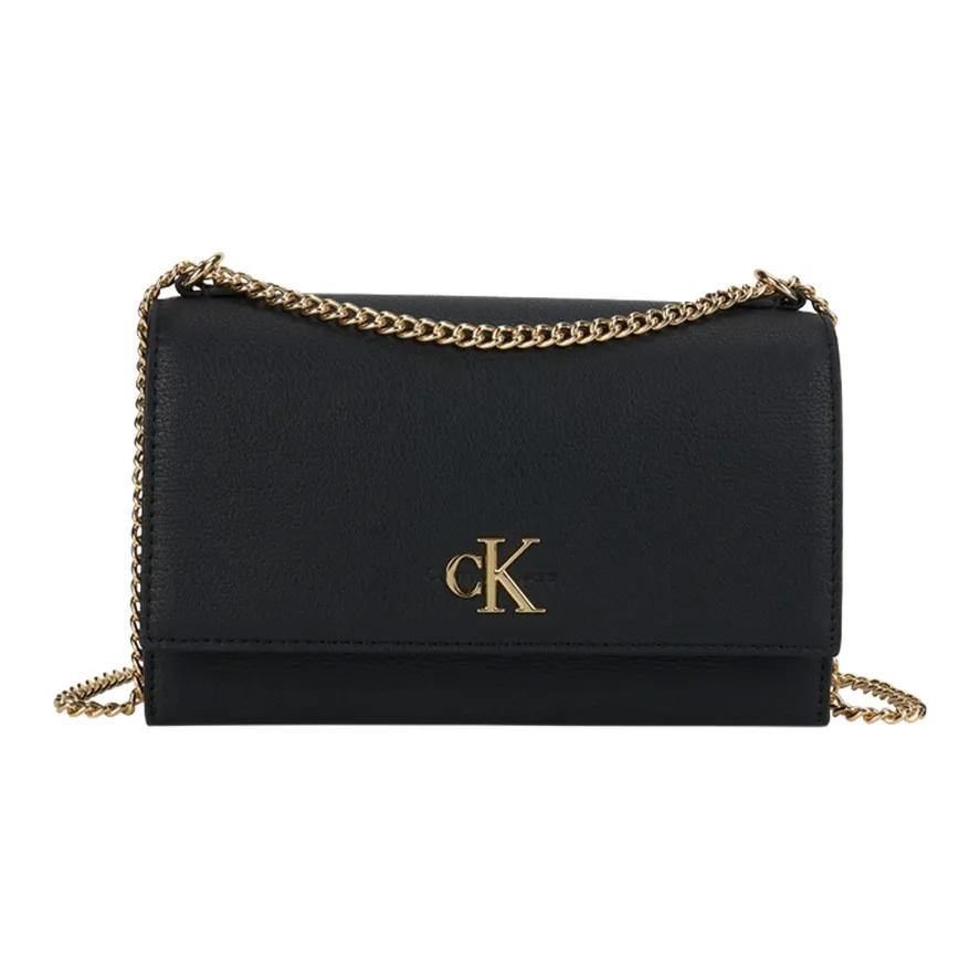 calvin Watch KLEIN Synthetic Material Crossbody Bag Medium Size Women's Black Gold