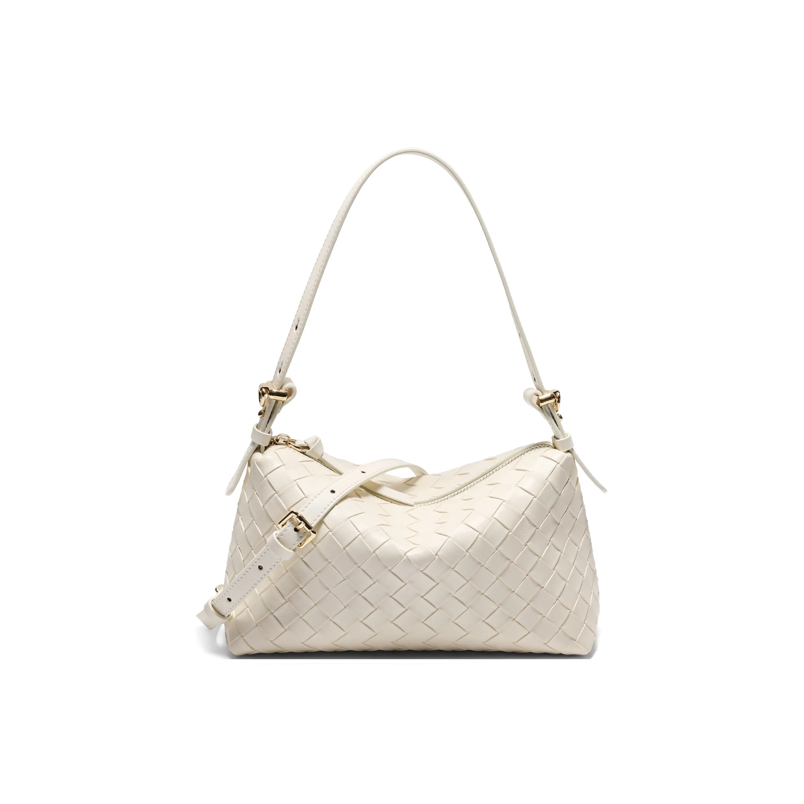 BELLE Synthetic Leather Small Square Bag, Crossbody Bag, Shoulder Bag Medium Size Women's Beige/Brown