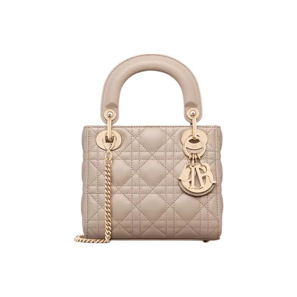 DIOR Lady Dior Lambskin Lady Dior Bag, Shoulder Bag, Crossbody Bag, Handbag Mini Women's Warm Taupe