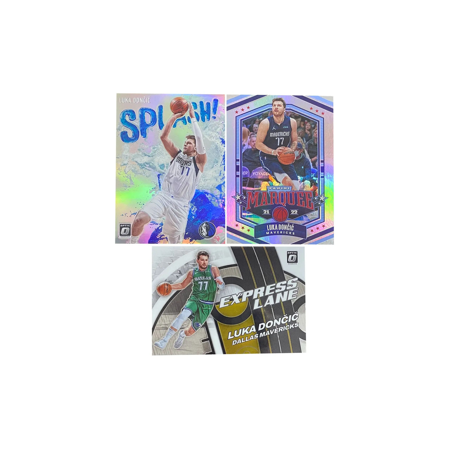 Panini 2021 22 Mavericks Luka Doncic Серебряный Fold Особенный Ticket Спортивные карты 3 шт