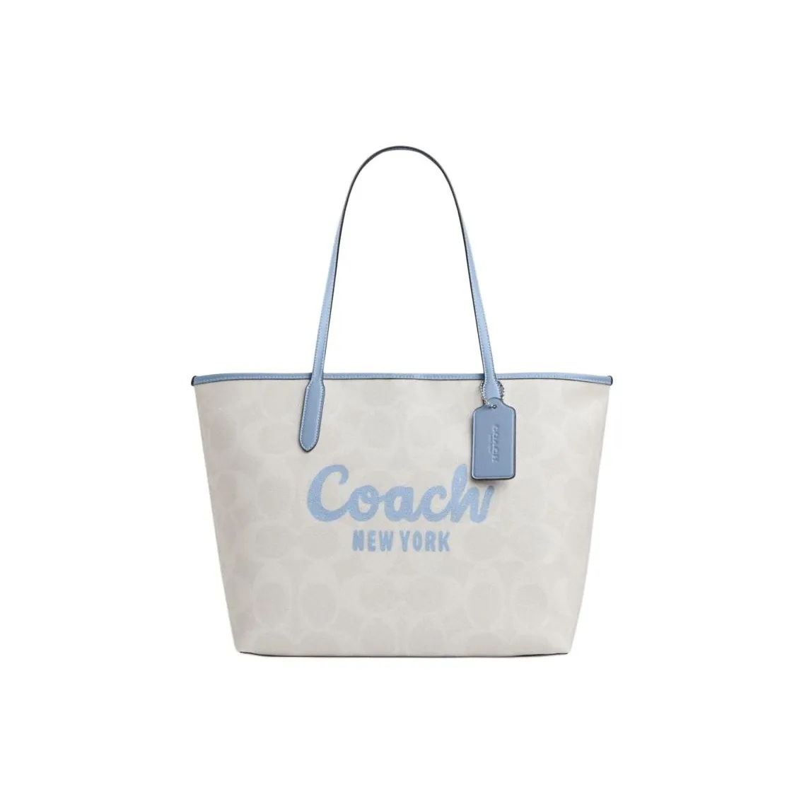 COACH City Coated Canvas Tote Bag, Shopping Bag, Handbag, Shoulder Bag Tubas Women's White & Blue