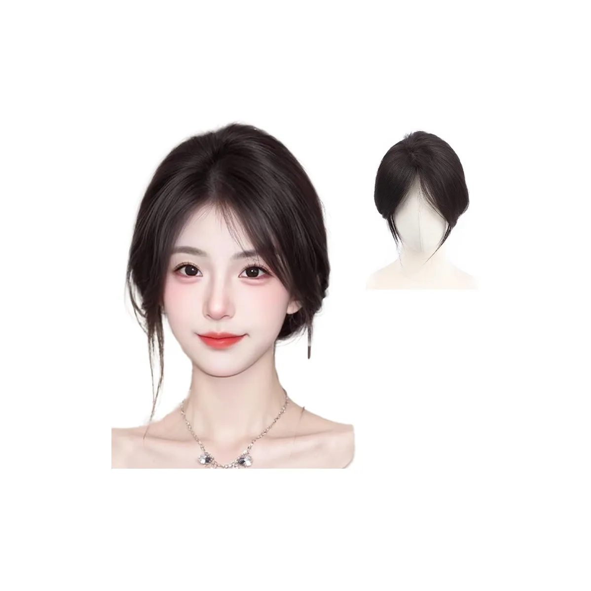 MUYAN Перука с высокой макушкой Топ для волос Объем Маскирующий Белые волосы Естественный Чёлка