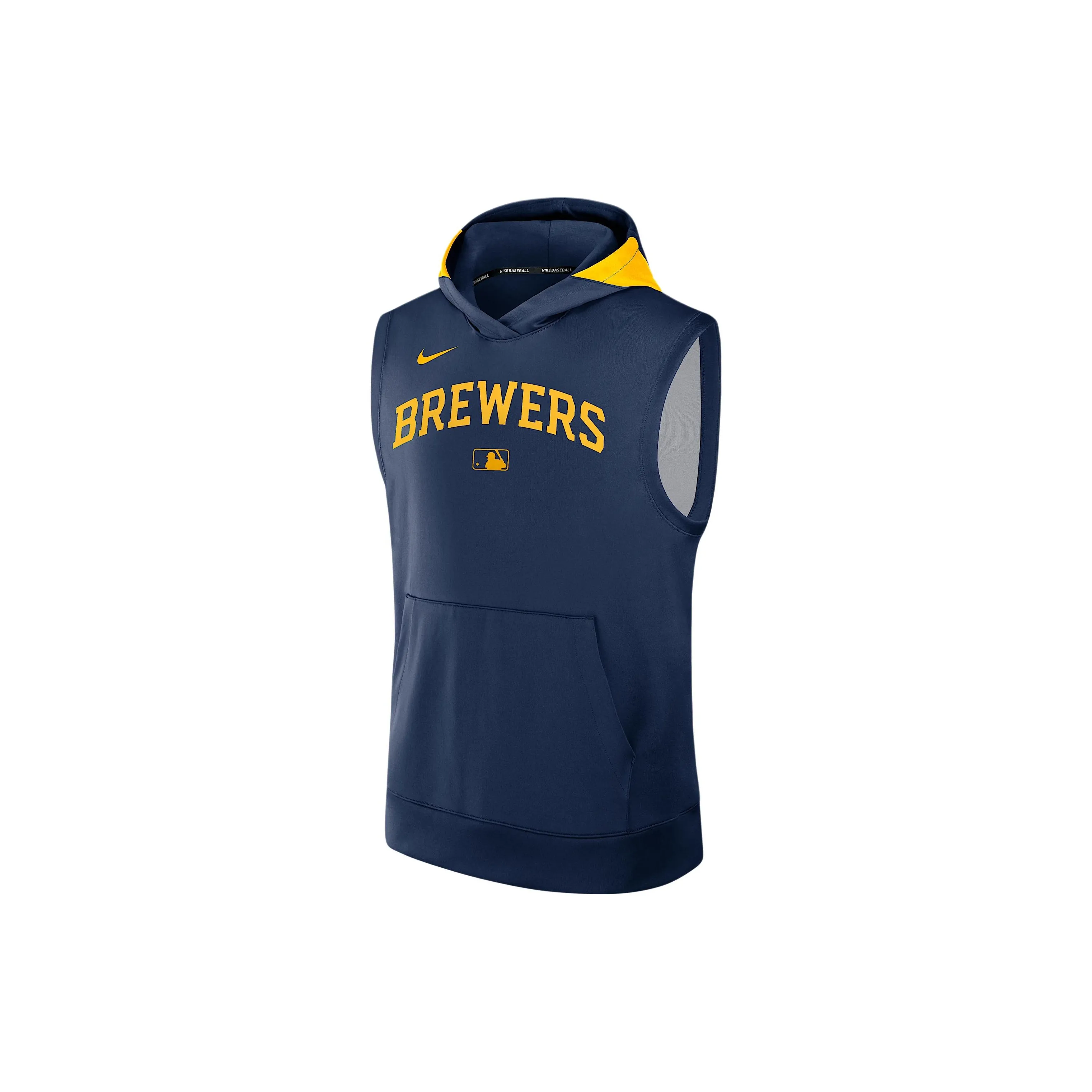 Nike Milwaukee Brewers Authentic Collection Men's Nike Dri FIT Mlb Sleeveless Pullover Hoodie