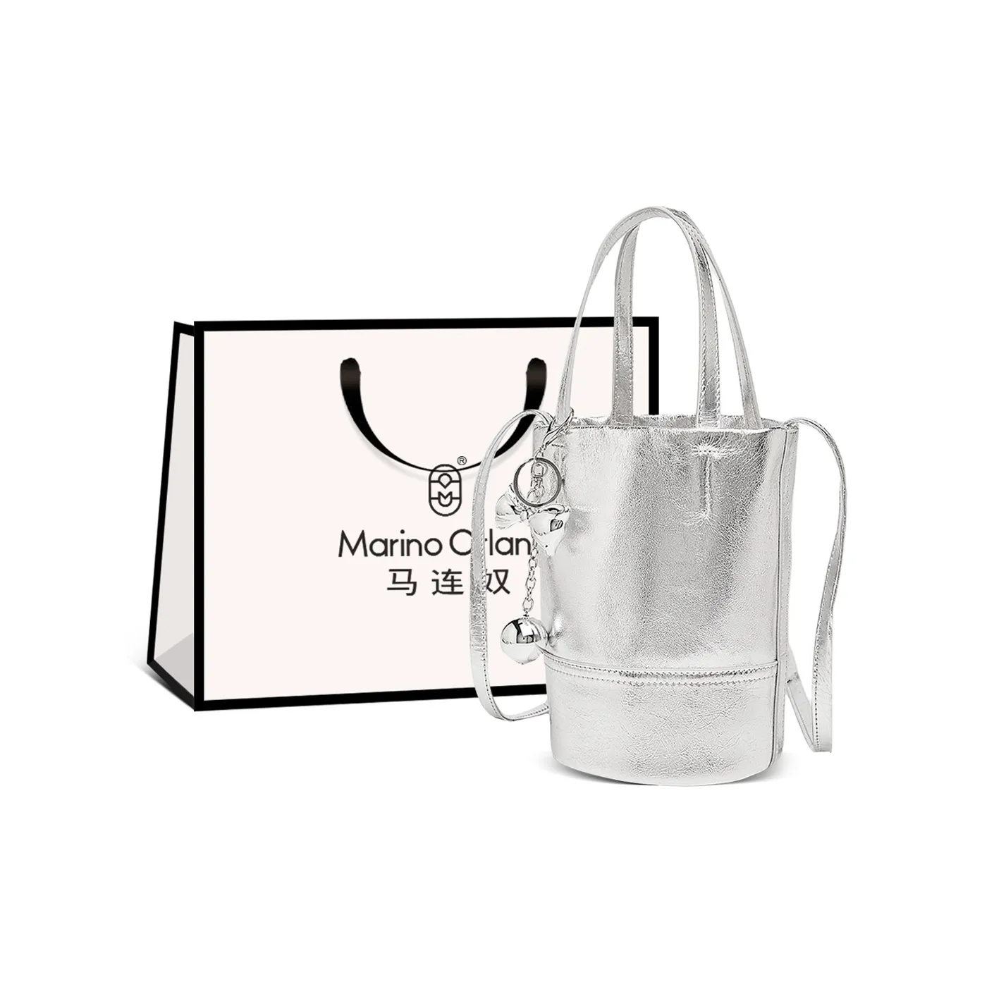 MARINO ORLANDI Сумка через плечо из коровьей кожи с синтетической кожей сумка для женщин цвет серебряный