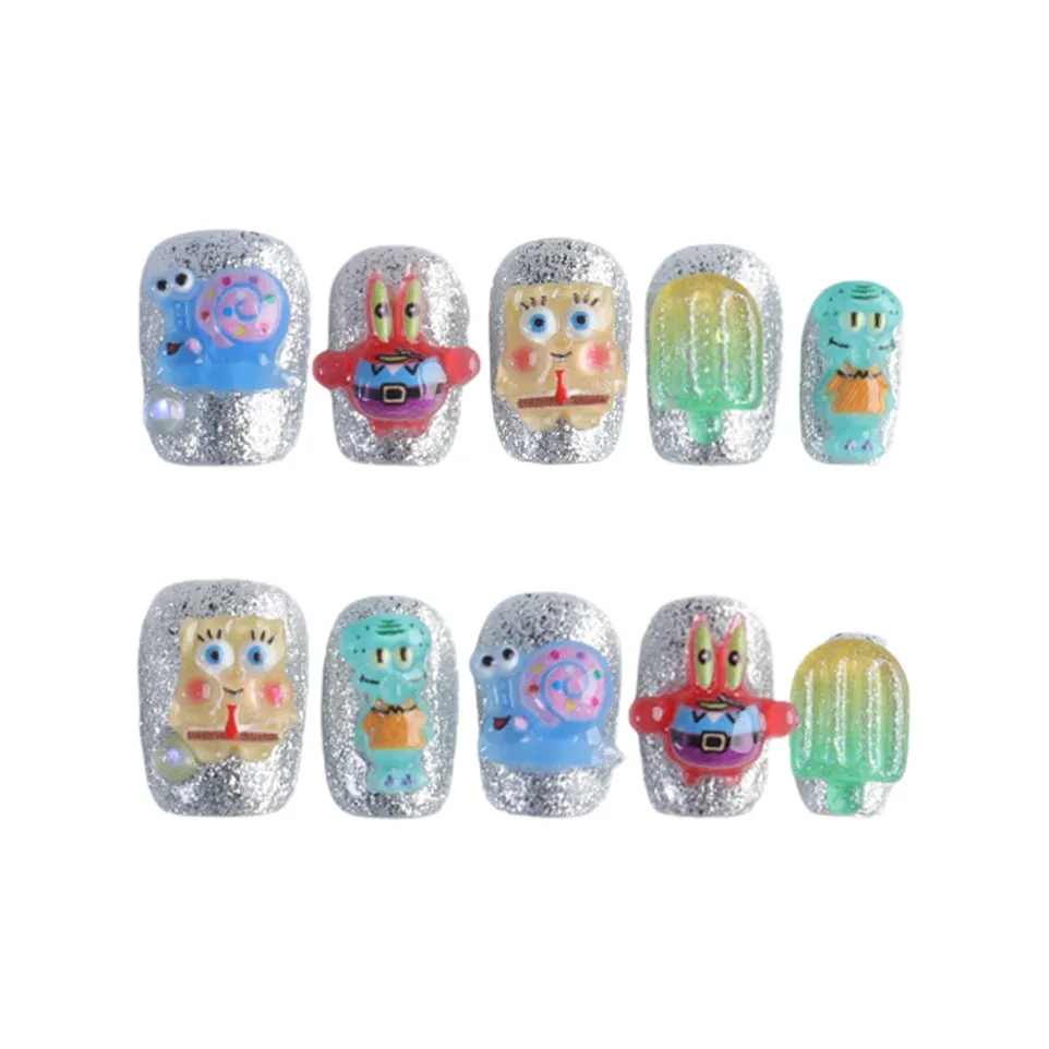 Fanze ICE CUBE Губка Брат Дофаминовая одежда False Nail Короткий LADDER Серебряный Smudge 20mm