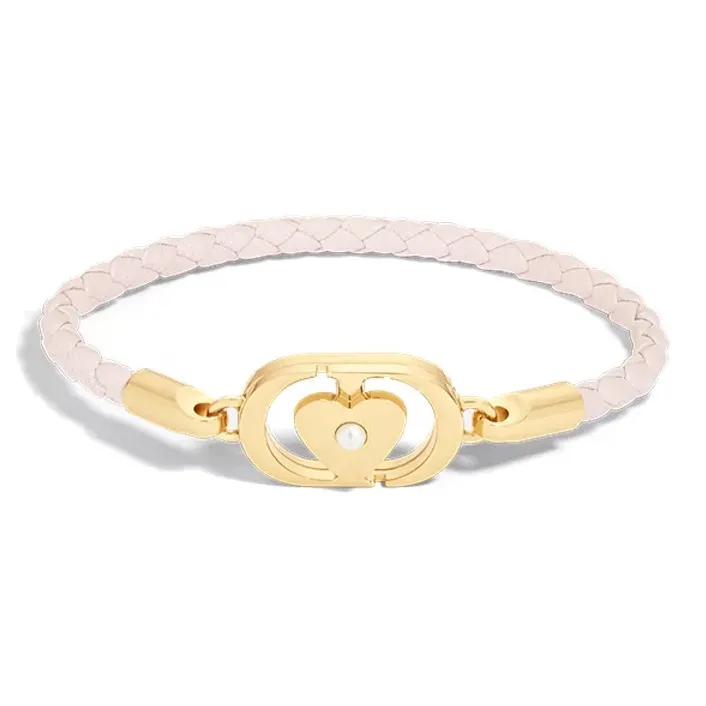 DIOR Resin, Pearl, Leather, Calfskin, Metal Bracelets Women's Pink