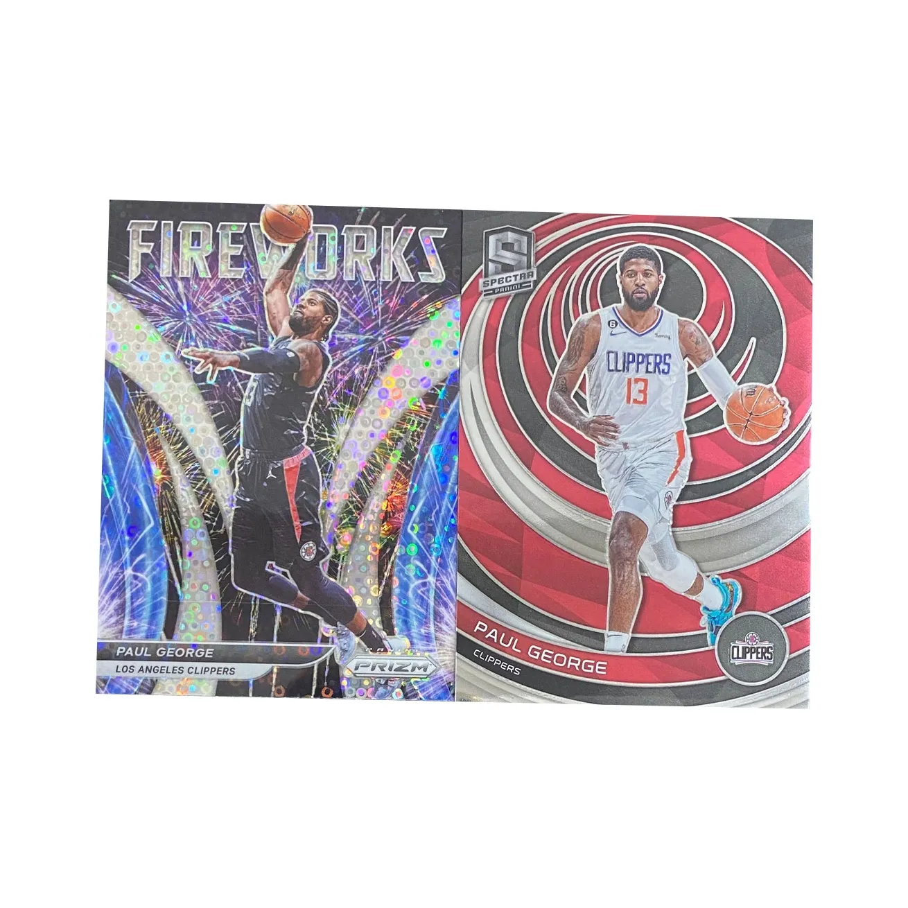 PANINI 2022 PRIZM Paul George Firework Special Edition Spectrum BASE Sports Cards 2 Pcs