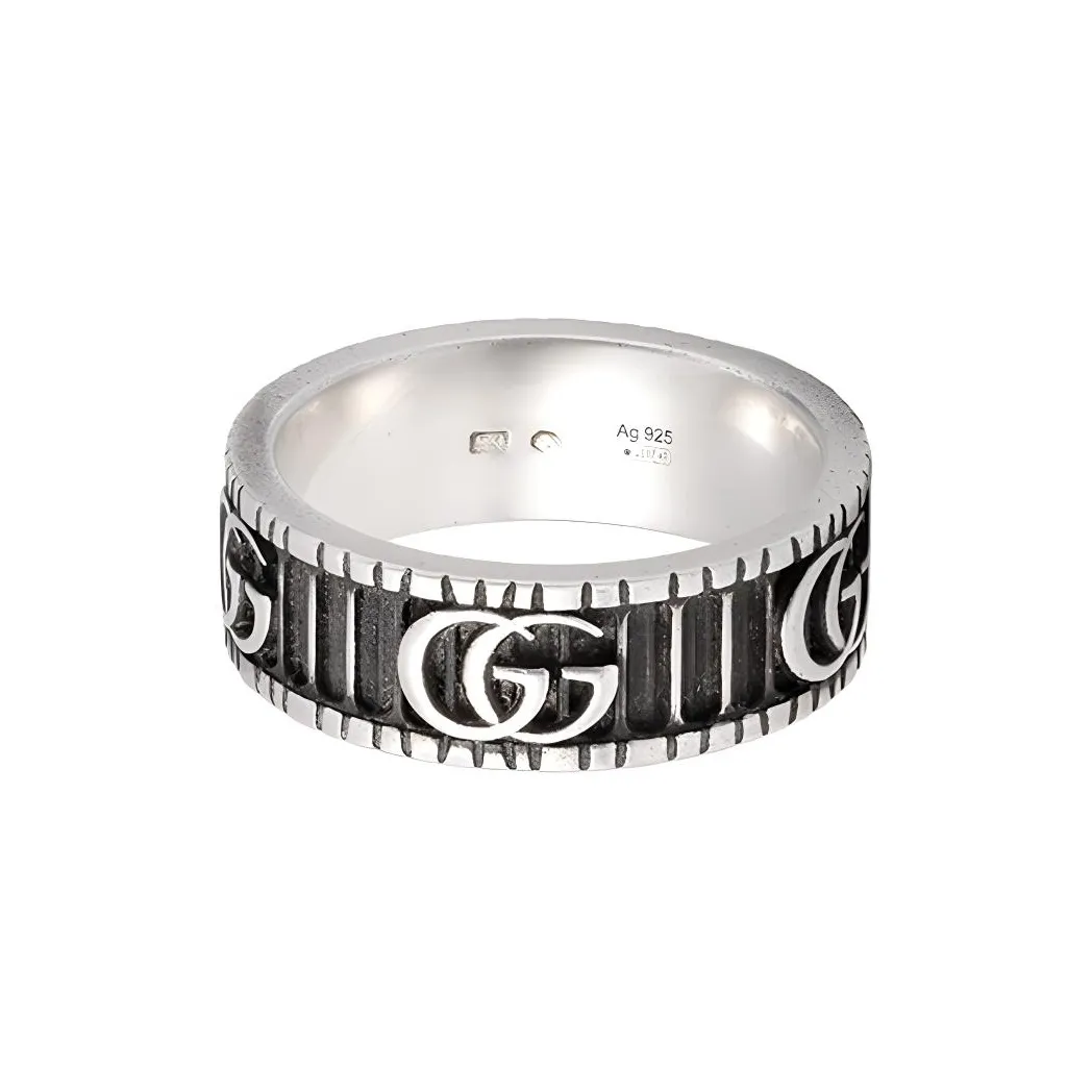 GUCCI 925 Sterling Silver Rings Men's Silver