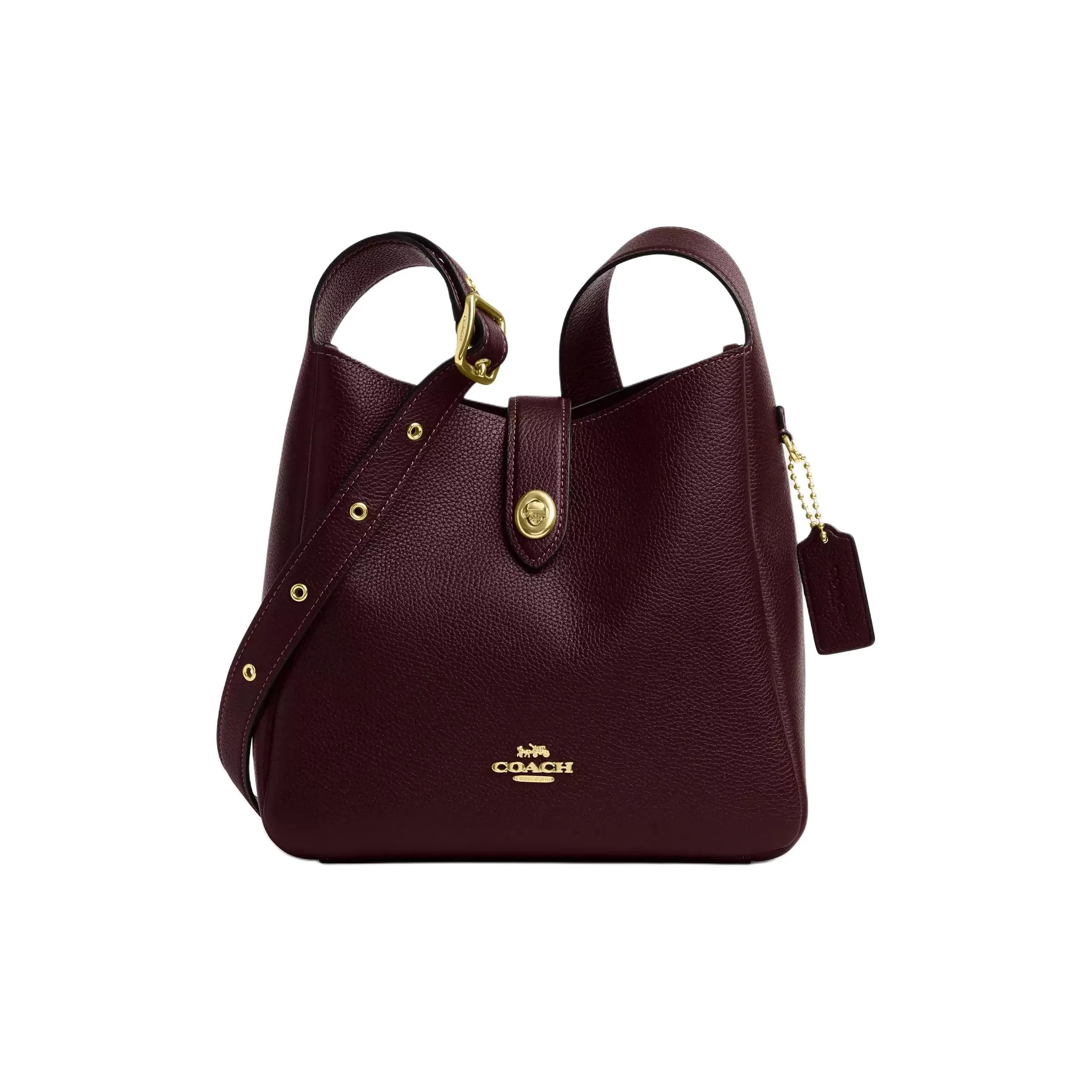 COACH Hadley Litchi Grain Leather Crossbody Bag Shoulder Bag Medium Women's Burgundy