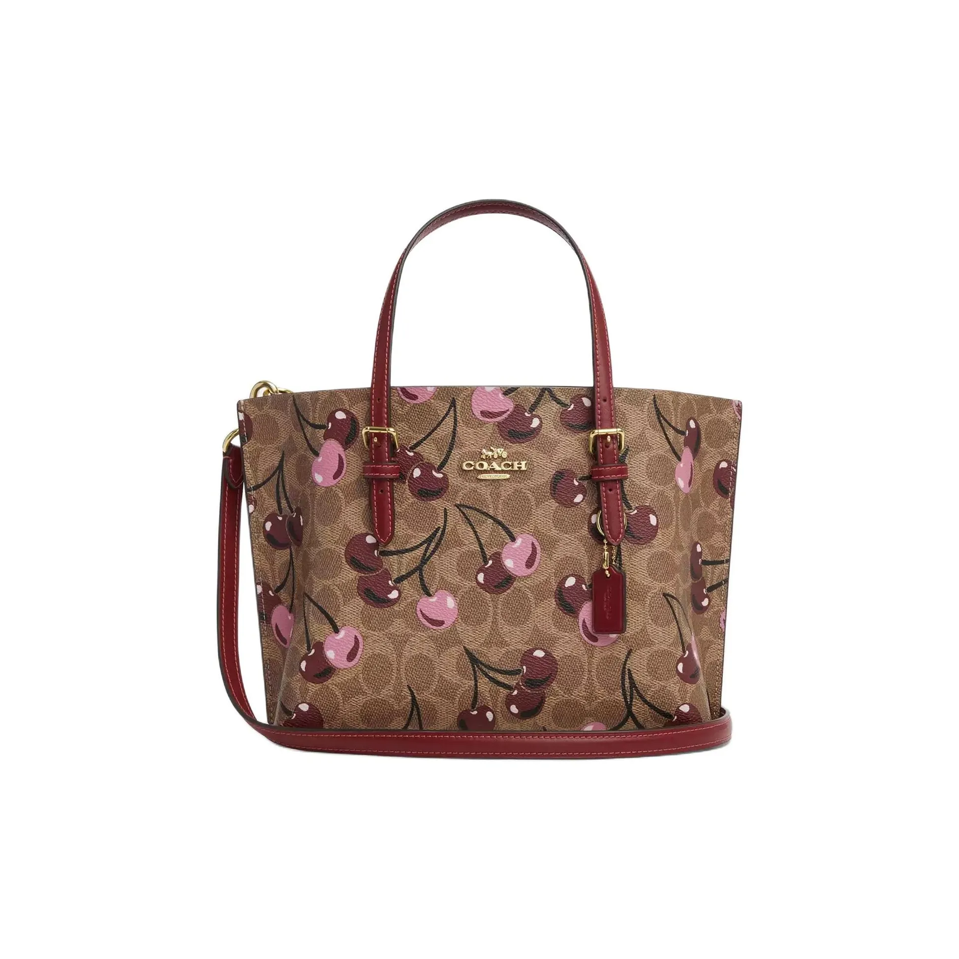 COACH Mollie Покрытый холст Тоут Сумка Сумка для покупок Сумка на плечо Сумка среднего размера Женская Коричневый и Многоцветный