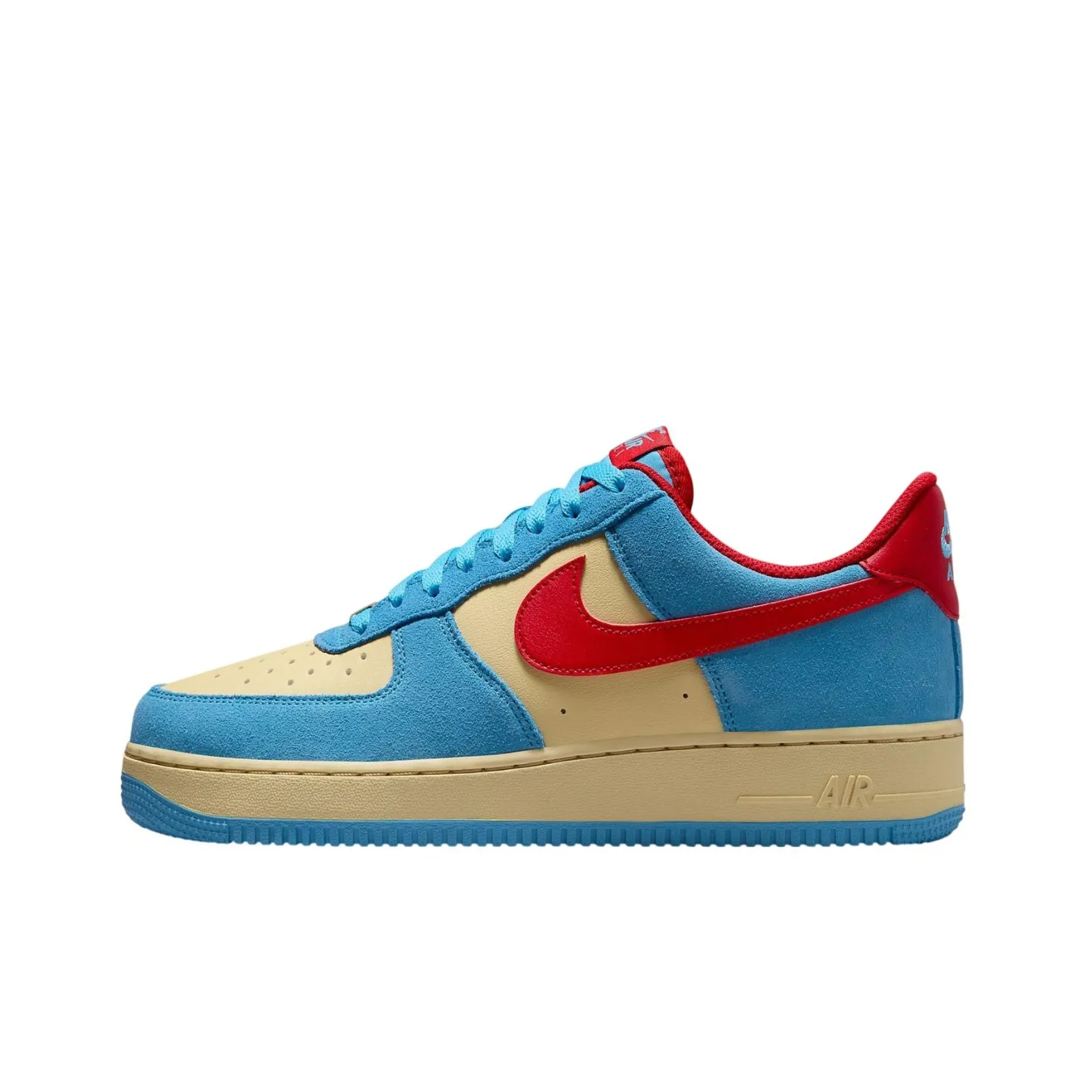 Nike Air FORCE 1 Slip Resistant Abrasion Resistant Низкие Скейтбординг Кроссовки Унисекс Синий Желтый Красный